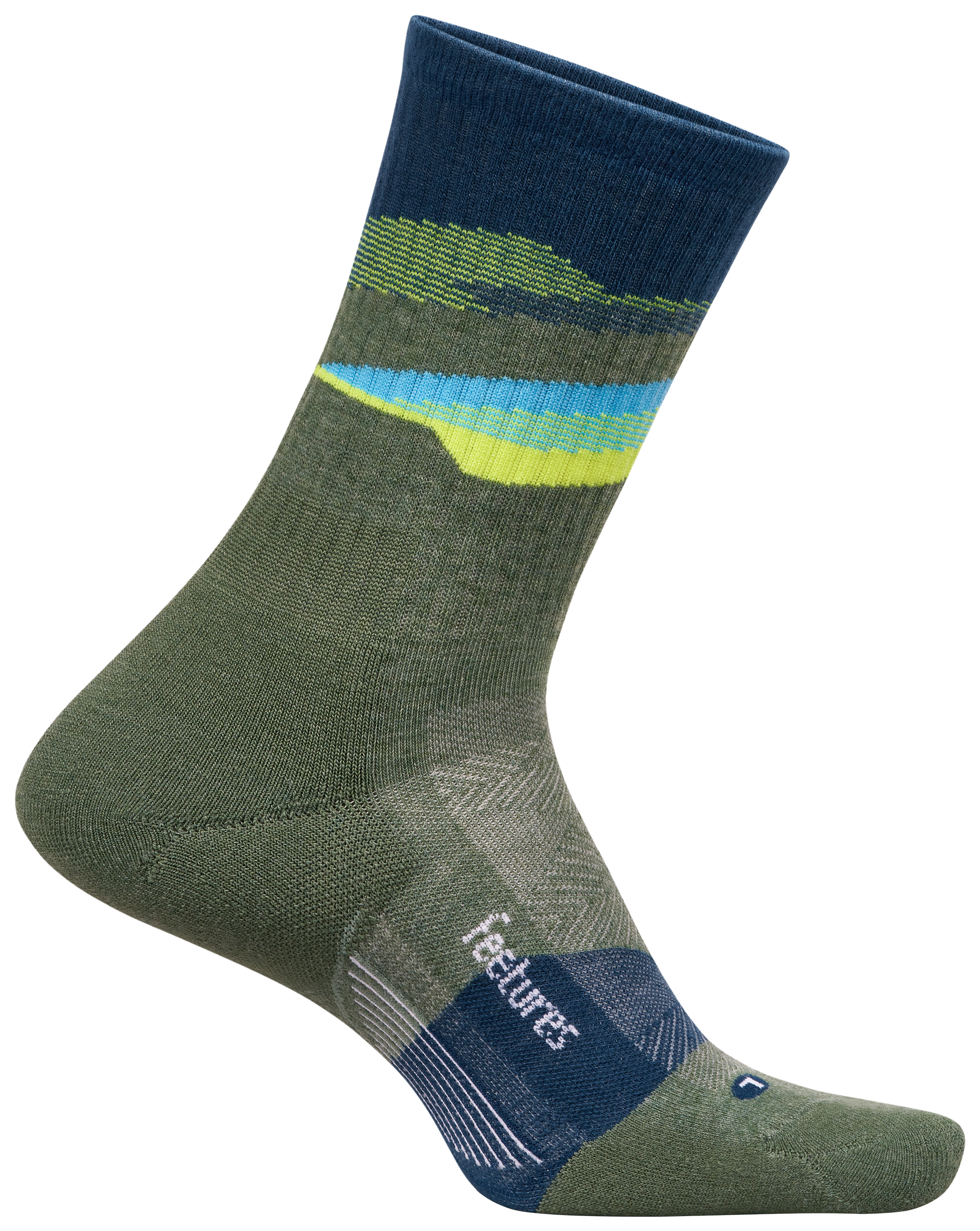 Image of Feetures Trail Max Cushion Mini Crew Socks for Men - Tectonic Green