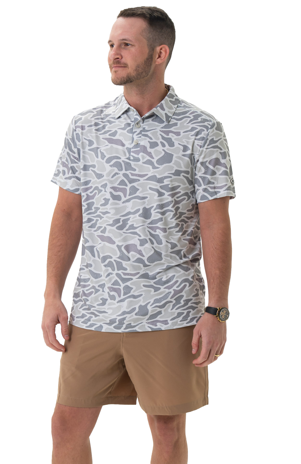 BURLEBO Performance Short-Sleeve Polo - White Camo