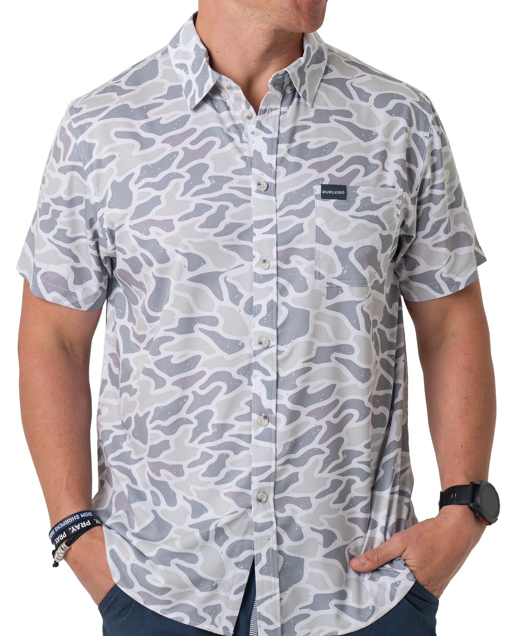 Image of BURLEBO Performance Short-Sleeve Polo - White Camo