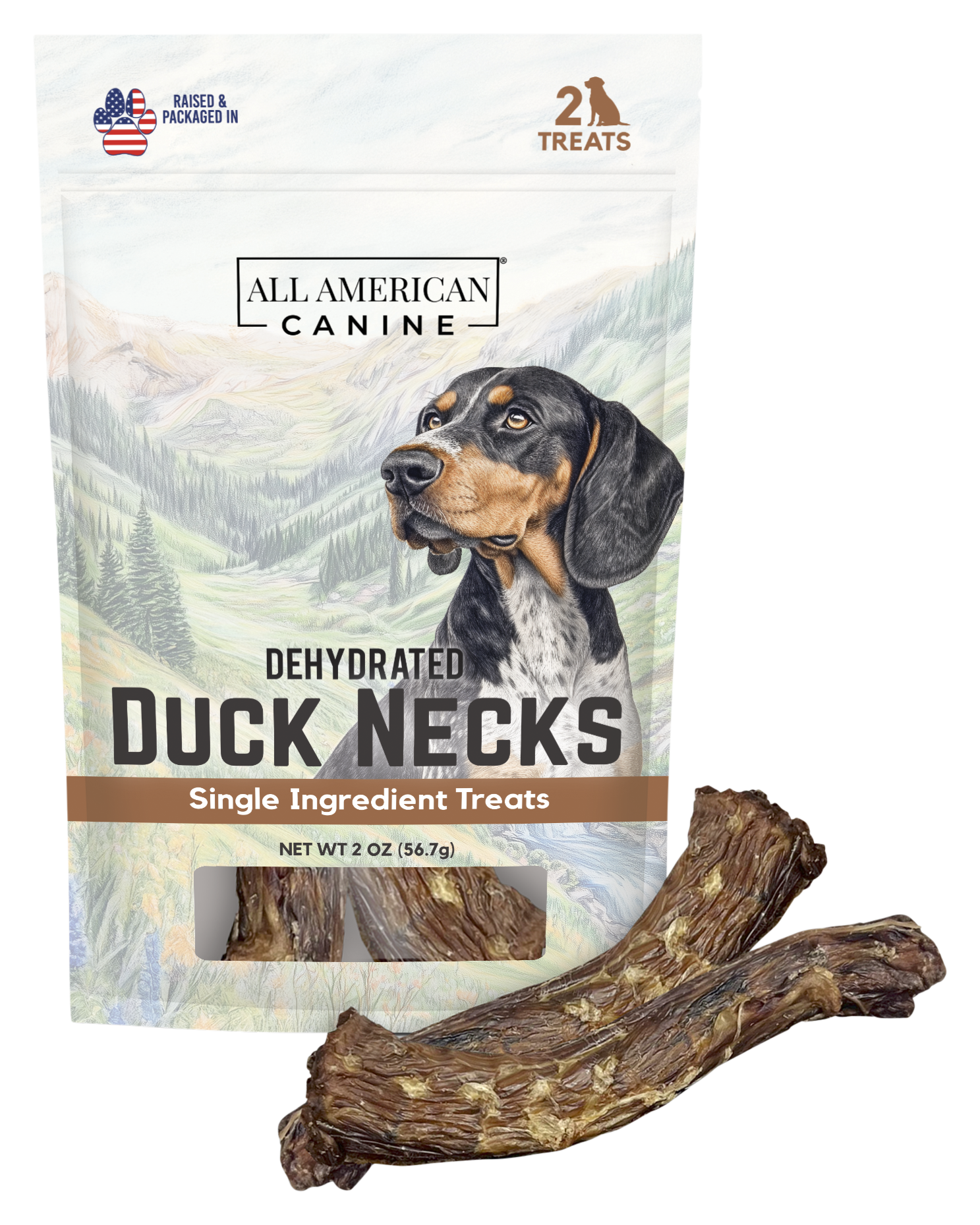 Image of All American Canine Dehydrated Duck Neck Treats - 2 oz.