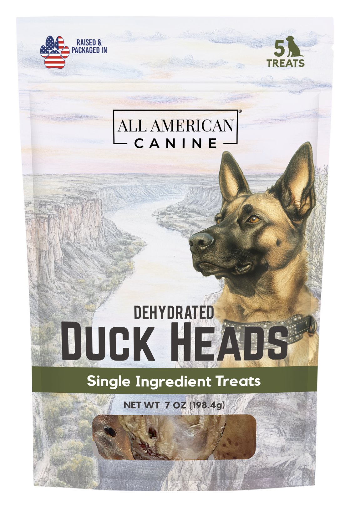 Image of All American Canine Dehydrated Duck Heads - 5 Count