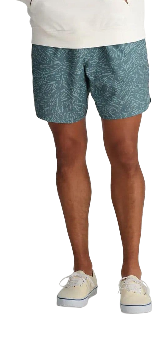 Image of Free Fly Reverb Shorts - Tidal Flow Print Stormy Sea