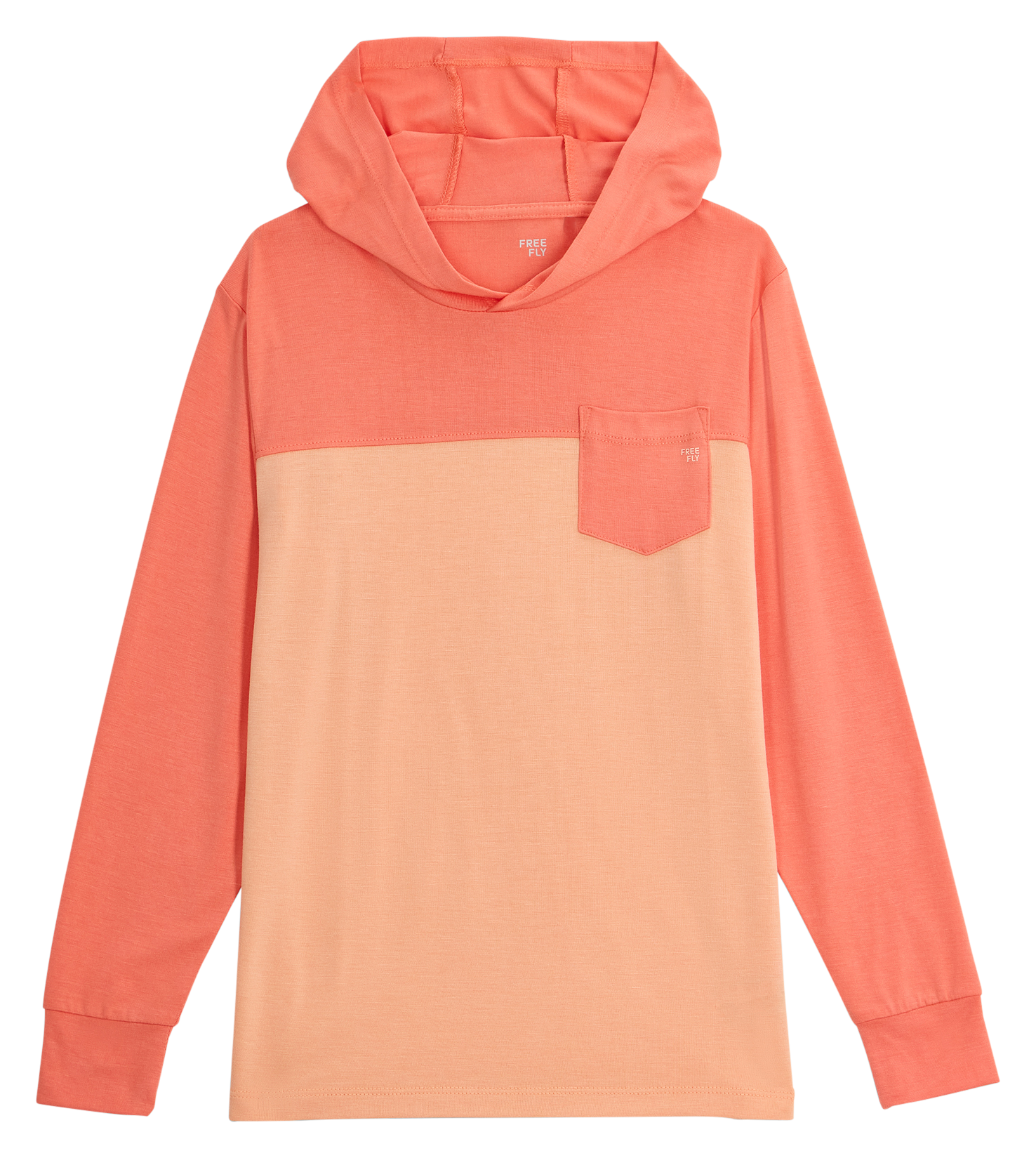 Image of Free Fly Colorblock Bamboo Shade Hoodie for Kids - Flamingo/Coral Peach