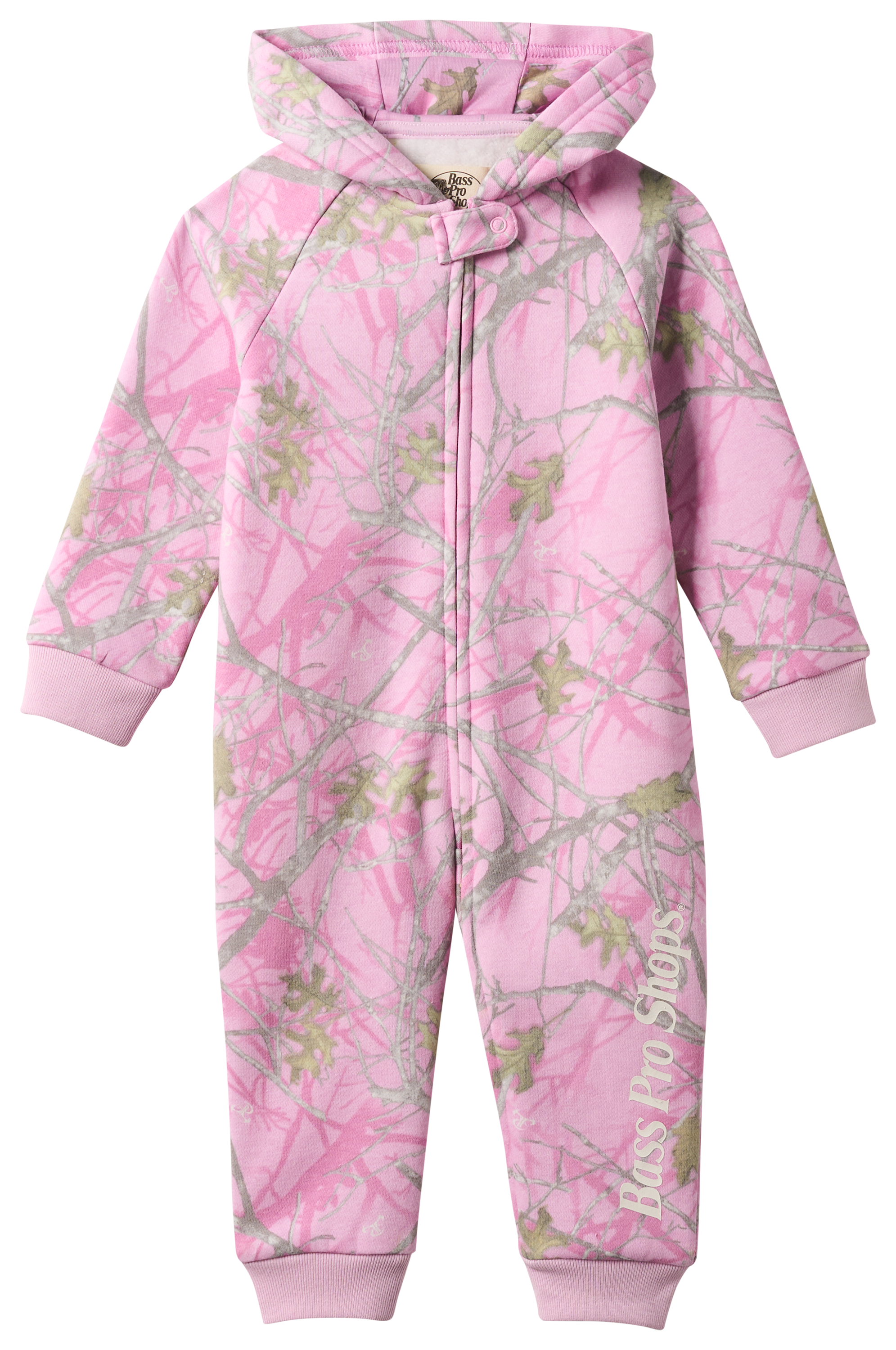 Image of Bass Pro Shops TrueTimber Conceal Pink Faded Wash Fleece Coveralls for Babies