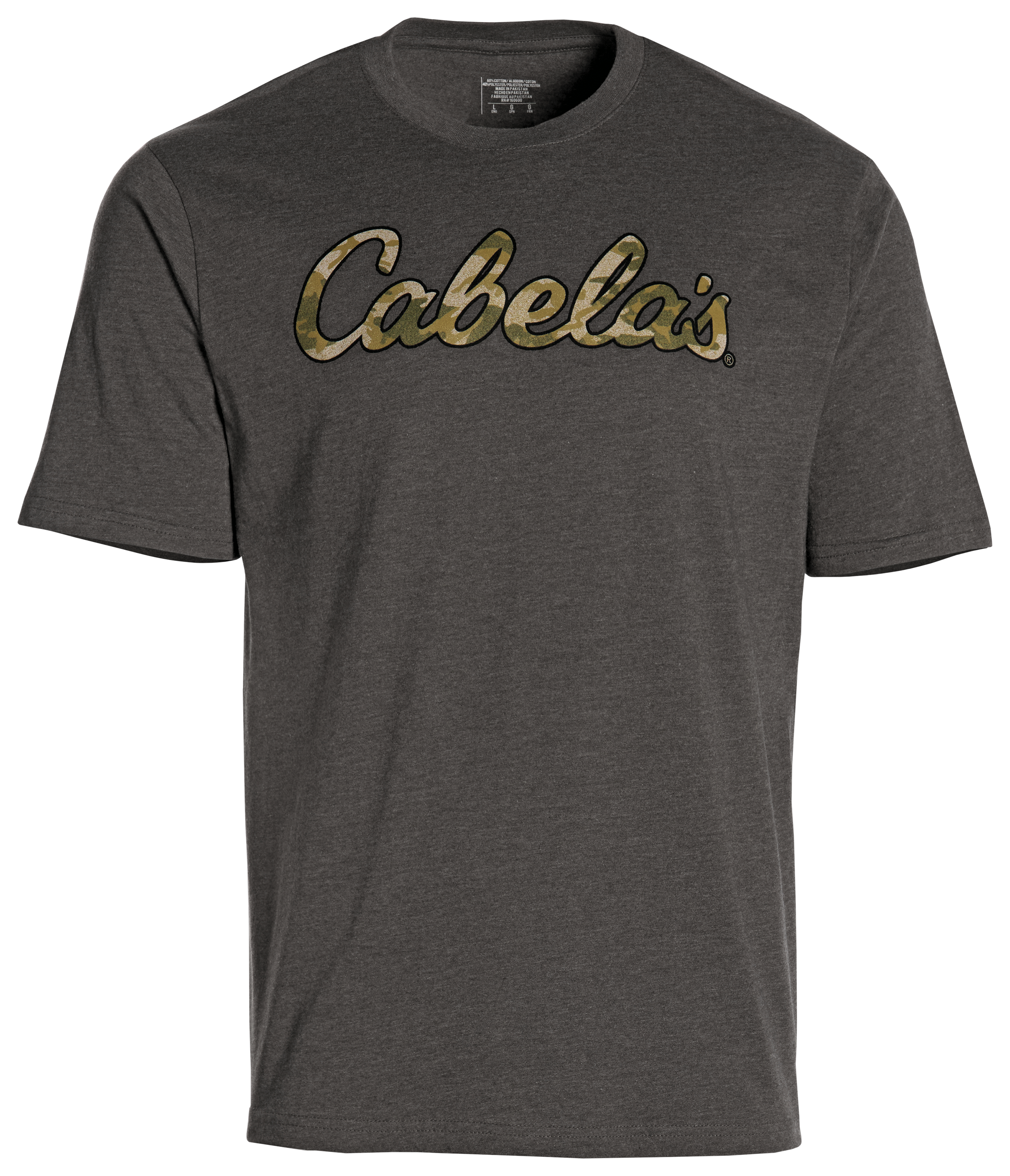 Image of Cabela's Camo Logo Short-Sleeve T-Shirt - Charcoal Heather