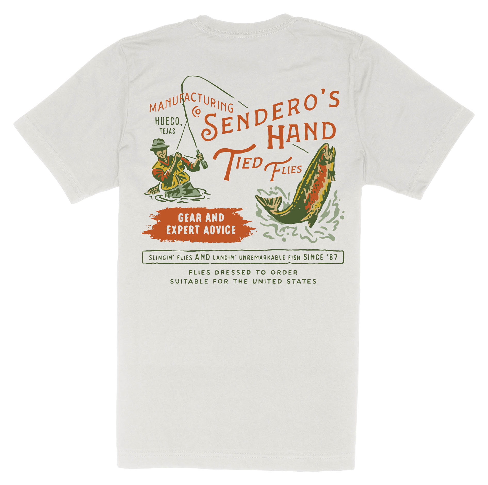 Image of Sendero Hand-Tied Flies Short-Sleeve T-Shirt - Vintage White