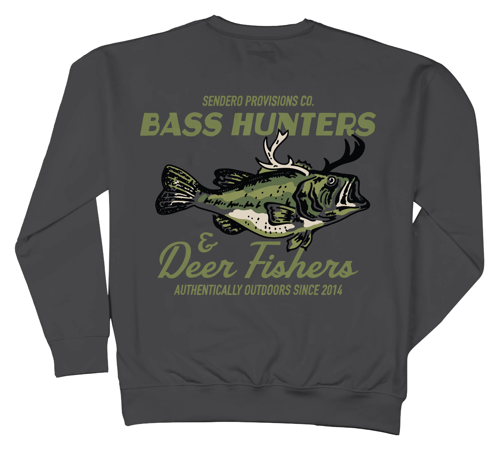 Image of Sendero Deer Fishers Long-Sleeve Sweatshirt - Charcoal