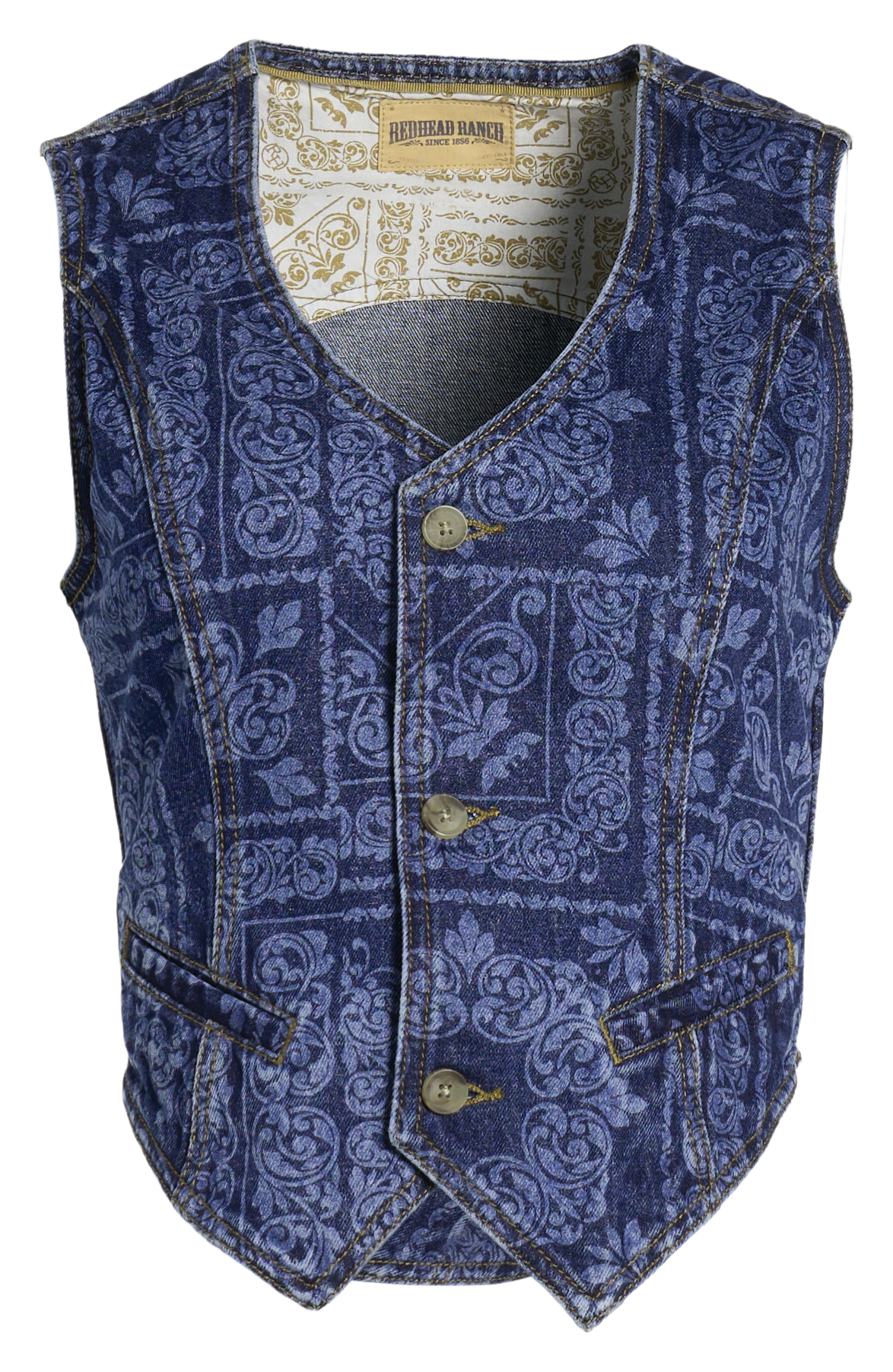 Image of RedHead Ranch Peasant Long-Sleeve Maxi Dress - Dark Wash Denim Print