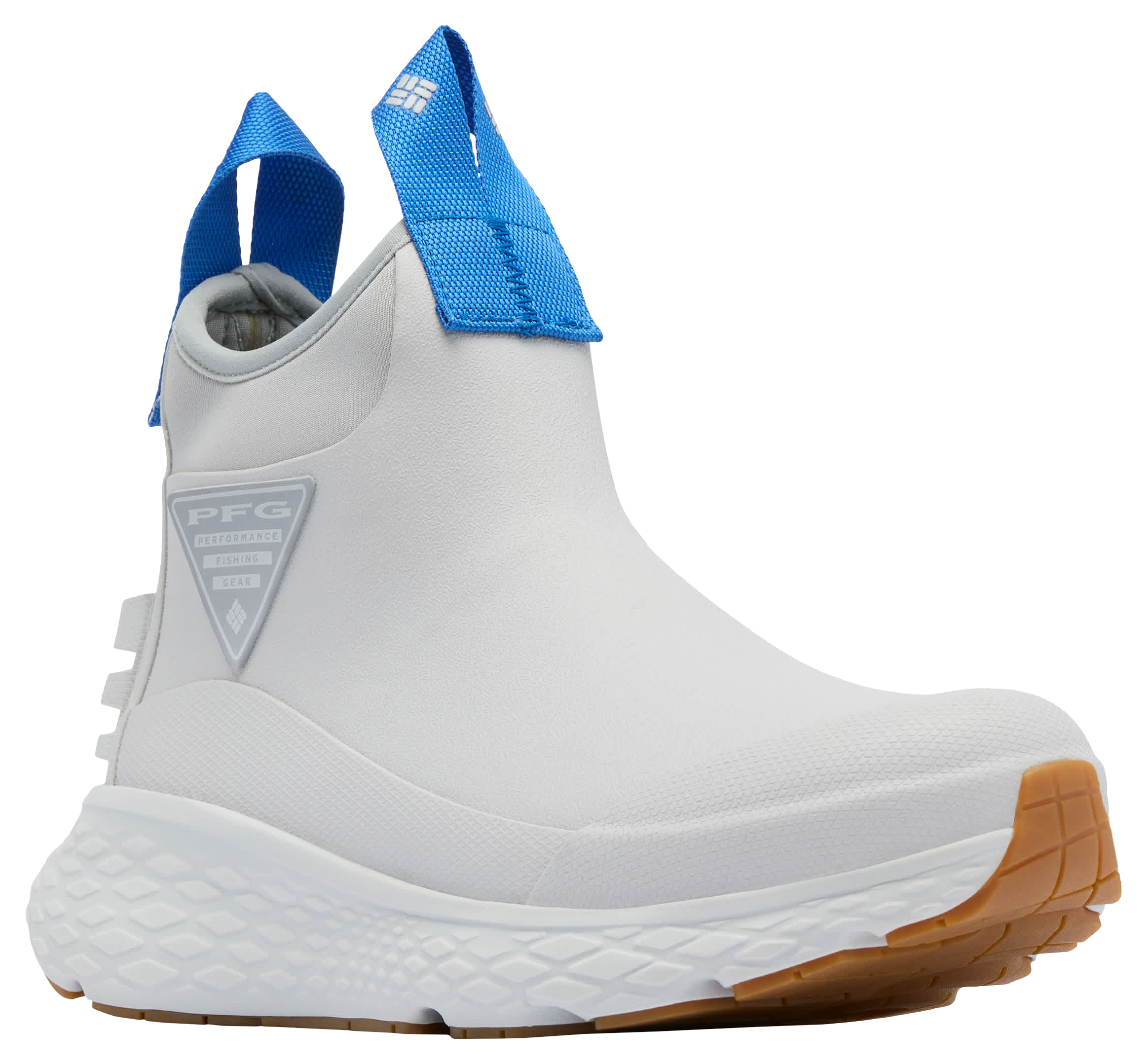 Image of Columbia PFG Dry Tortugas Deck Boots for Women - Grey Ice/Vivid Blue