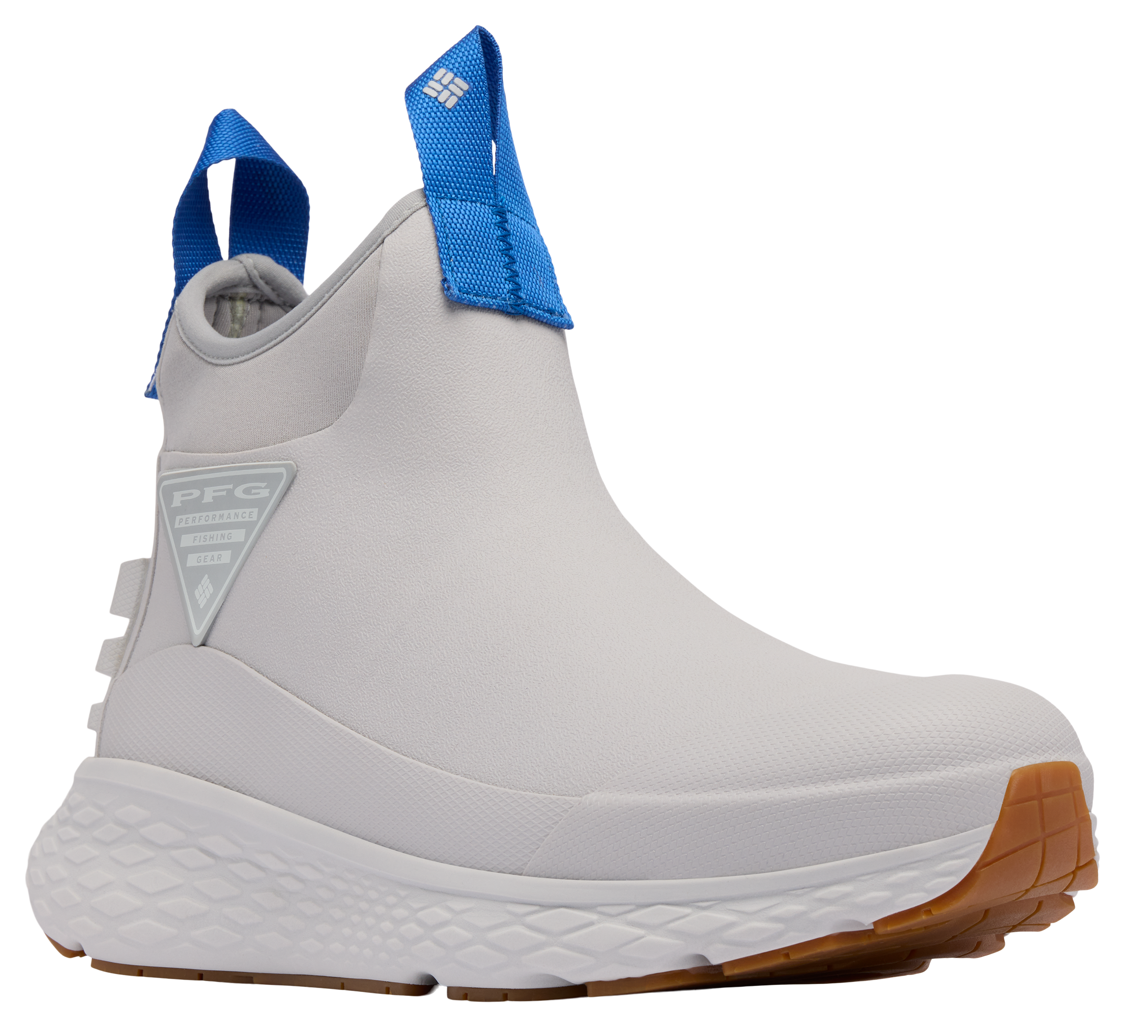 Image of Columbia PFG Dry Tortugas Deck Boots for Women - Grey Ice/Vivid Blue