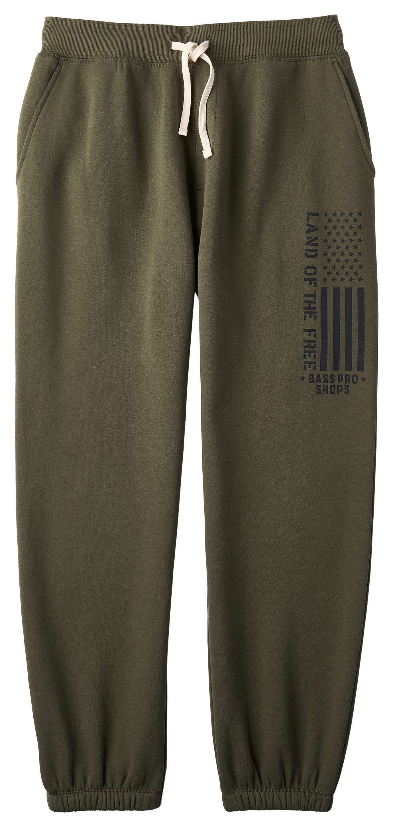 Land of the Free Vertical Flag Fleece Joggers - Forest Green