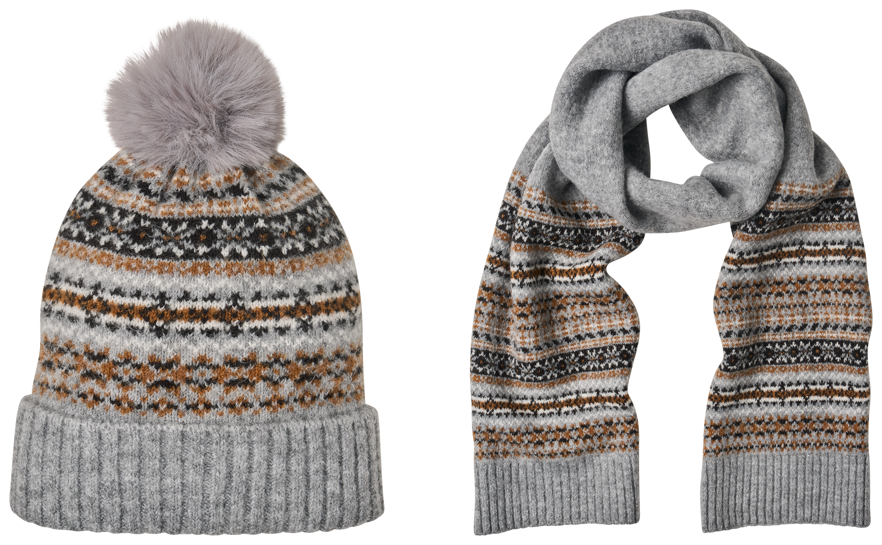 Natural Reflections Copen Fairisle Scarf and Beanie