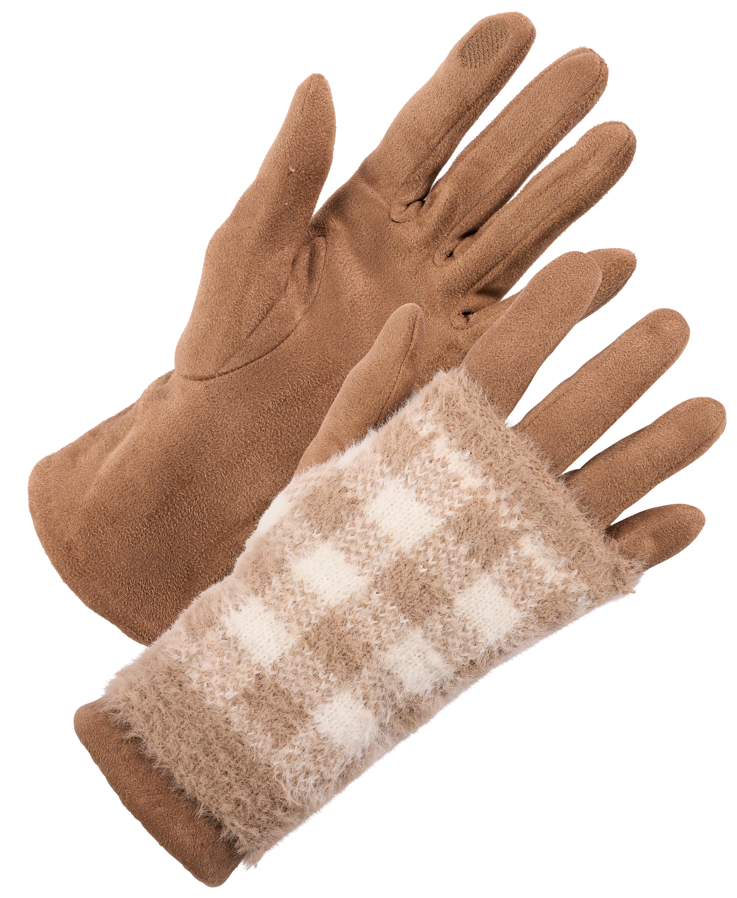 Natural Reflections Snowy Plaid Gloves - Tan