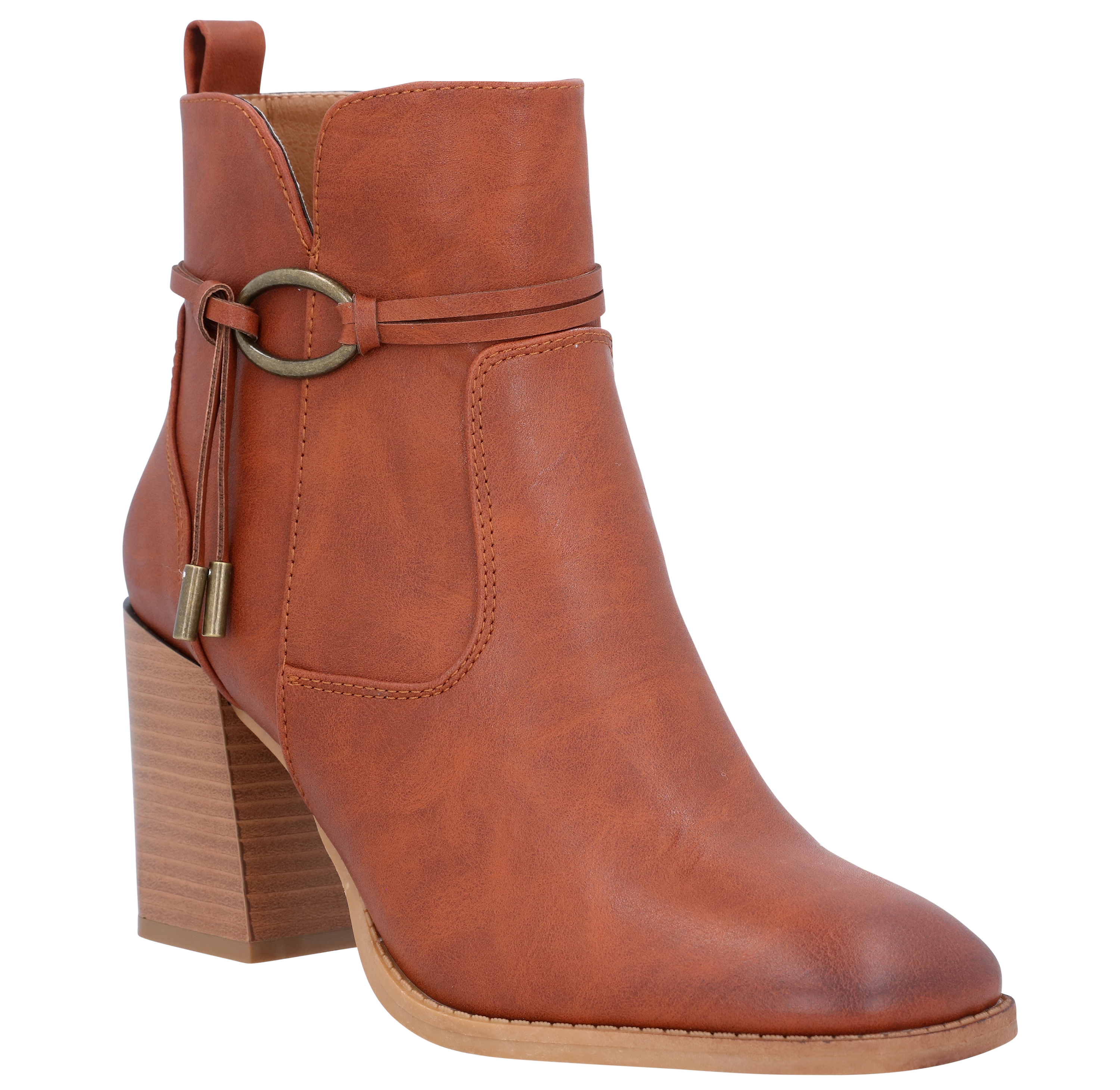 Image of Natural Reflections Abigail Side-Zip Boots for Ladies - Cognac