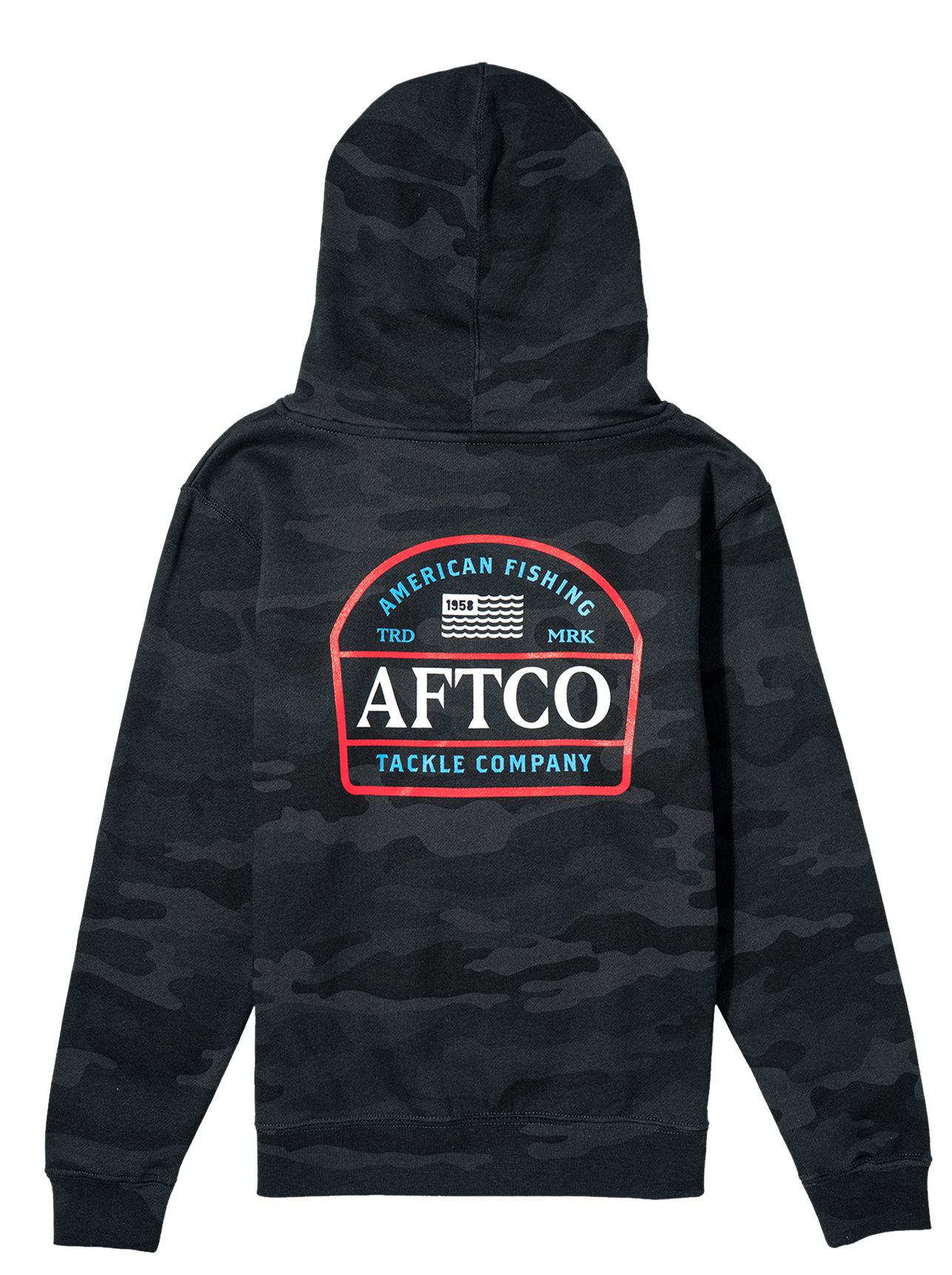 AFTCO Vintage Badge Hoodie for Kids - Black Camo