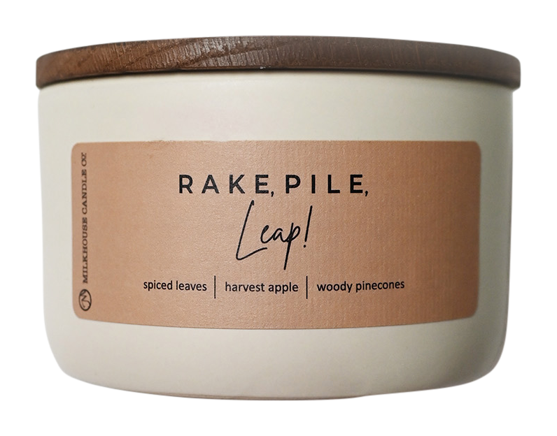 Image of Milkhouse Candles 10-oz. Ceramic Jar Soy Candle - Rake, Pile, Leap