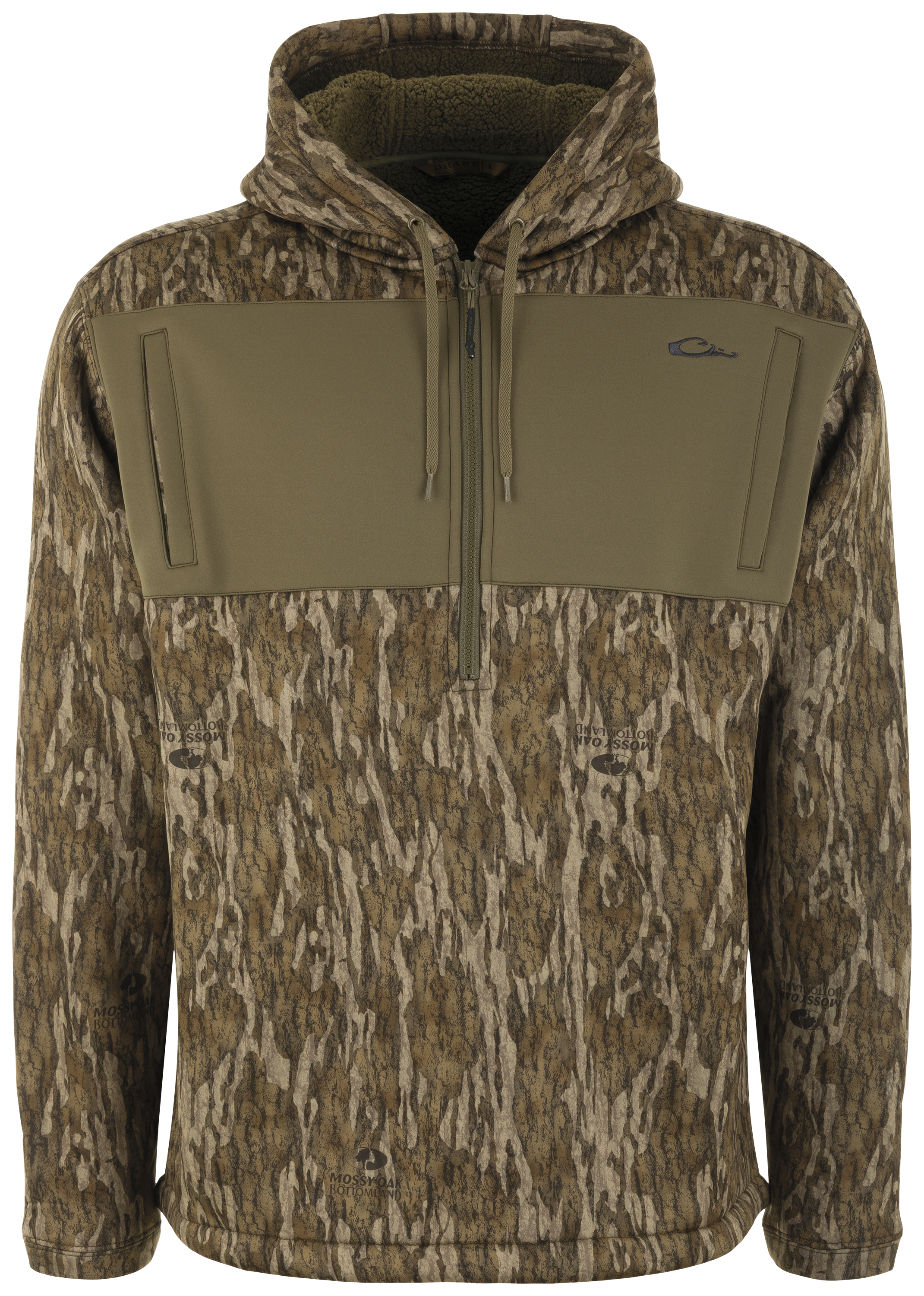 Image of Drake Waterfowl Slacker Quarter-Zip Hoodie - Mossy Oak Bottomland