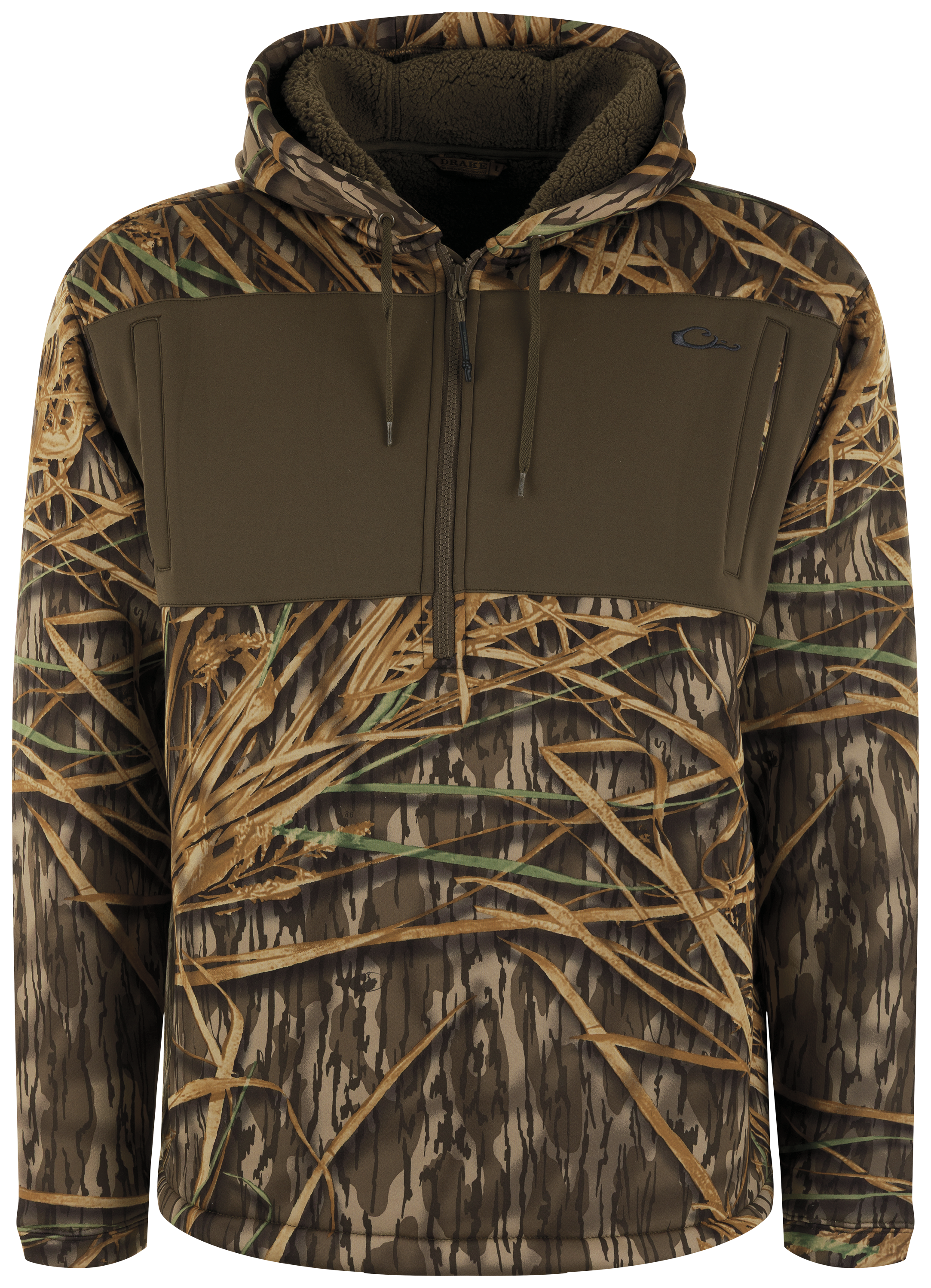 Image of Drake Waterfowl Slacker Quarter-Zip Hoodie - Mossy Oak Shadow Grass