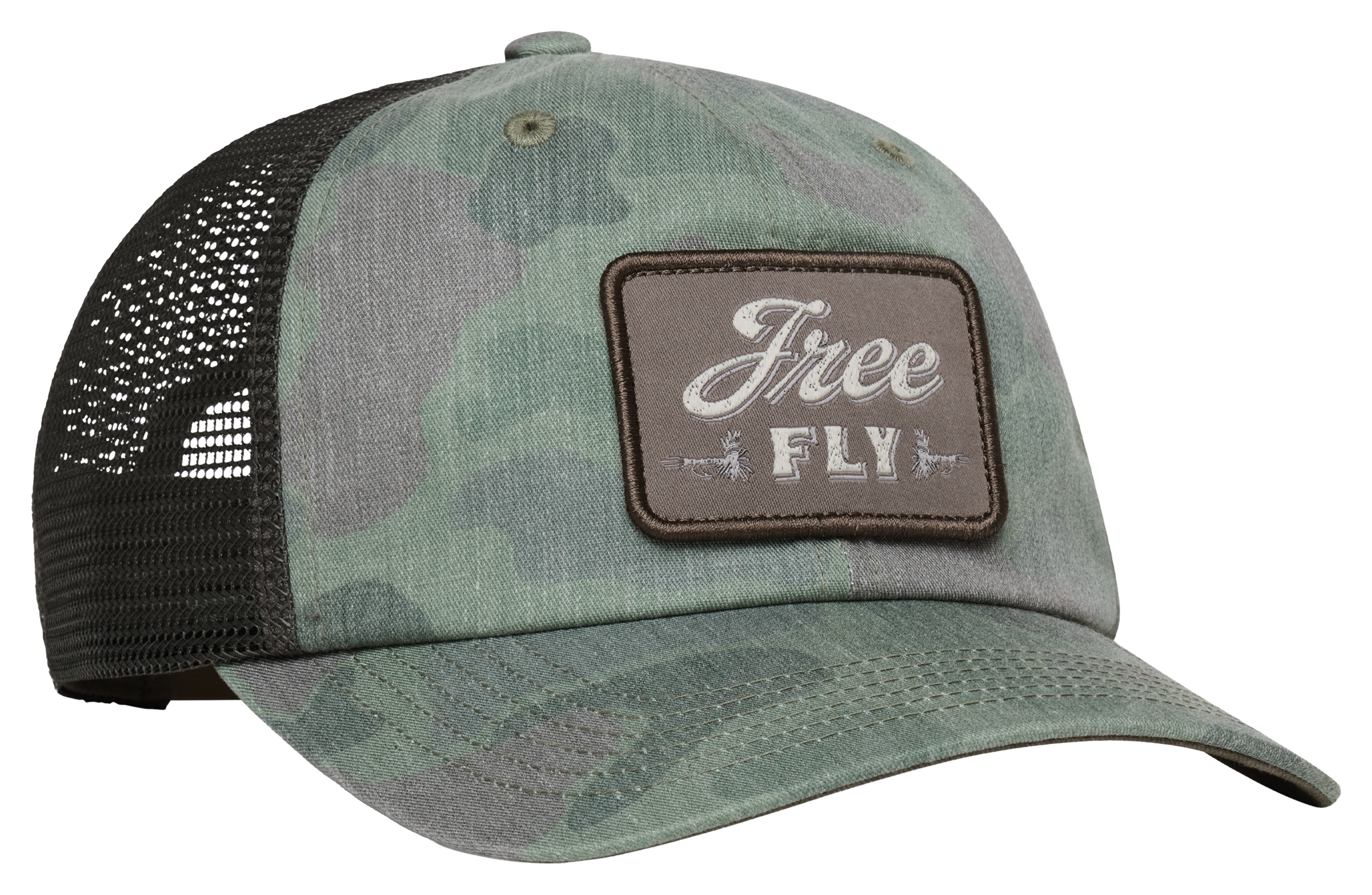 Free Fly Outfitters Patch Trucker Cap - Camo Oil Green