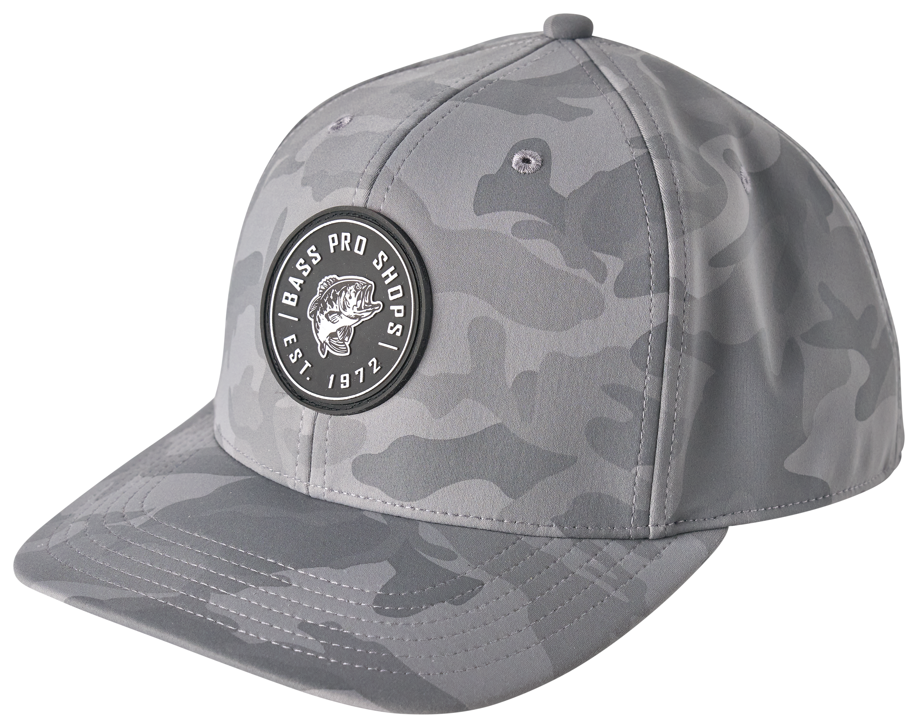 Image of Bass Pro Shops Silicone Patch Performance Snapback Cap - Storm Camo