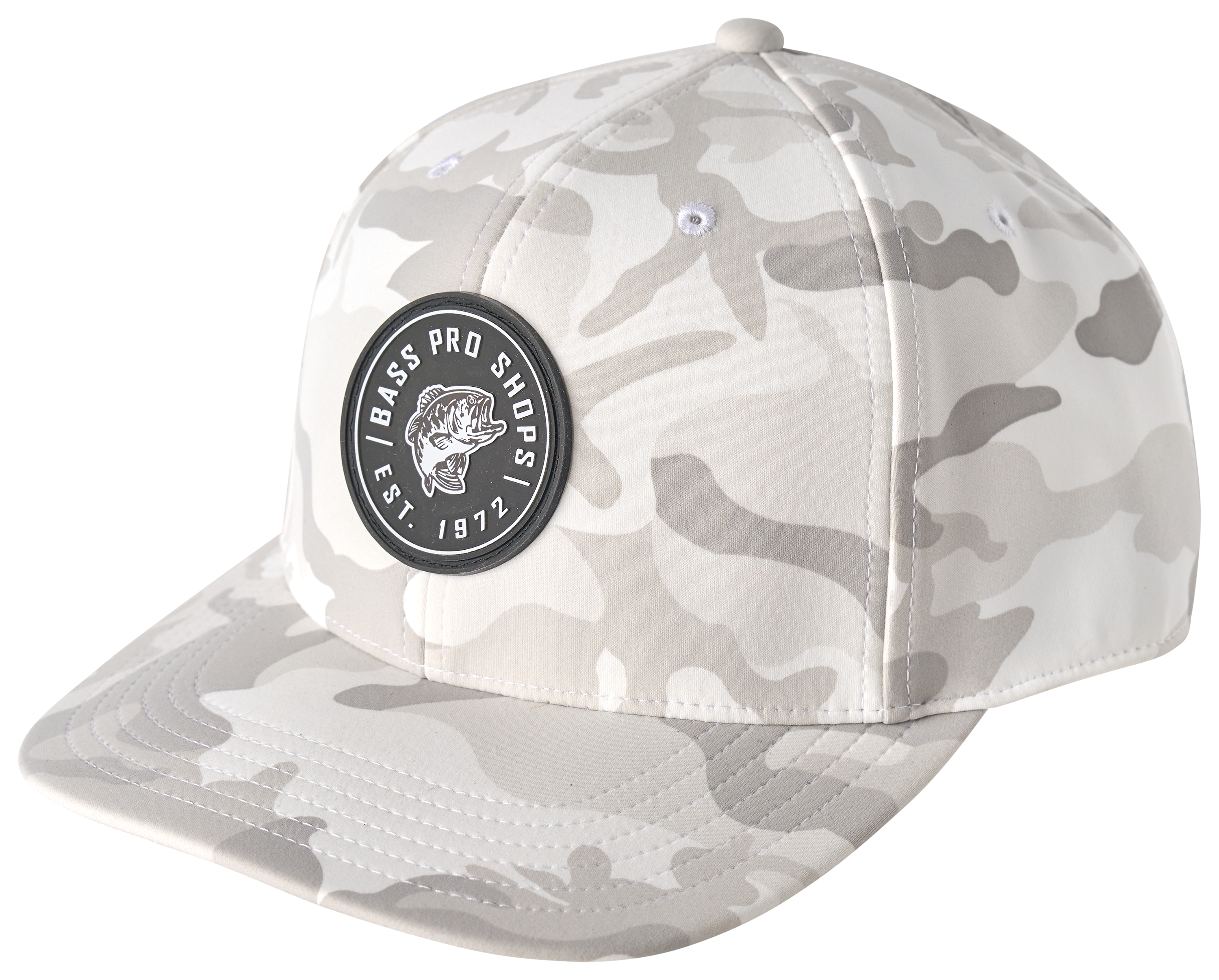 Image of Bass Pro Shops Silicone Patch Performance Snapback Cap - Snow Camo