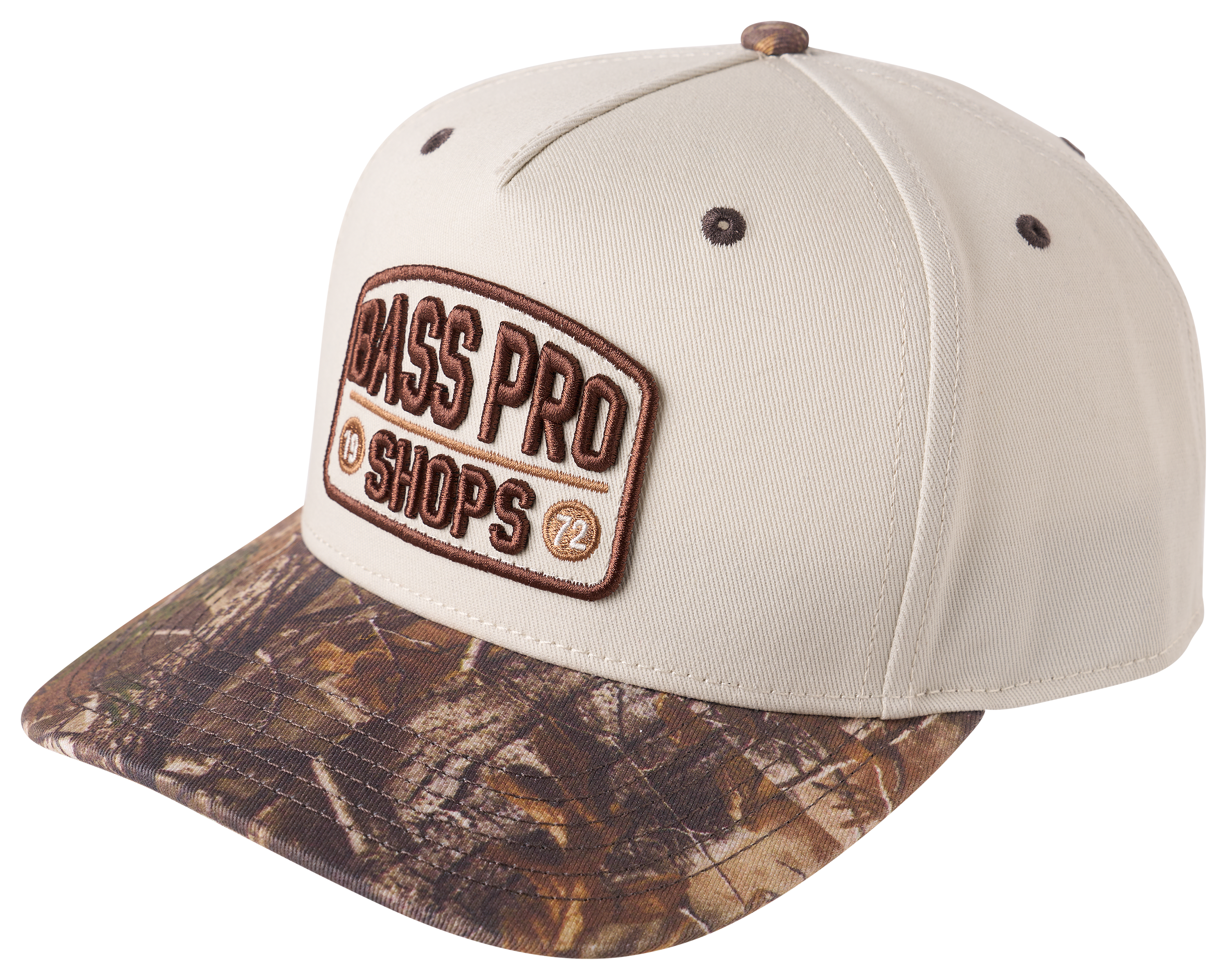 Image of Bass Pro Shops Heritage Snapback Cap - Stone/Wood Camo