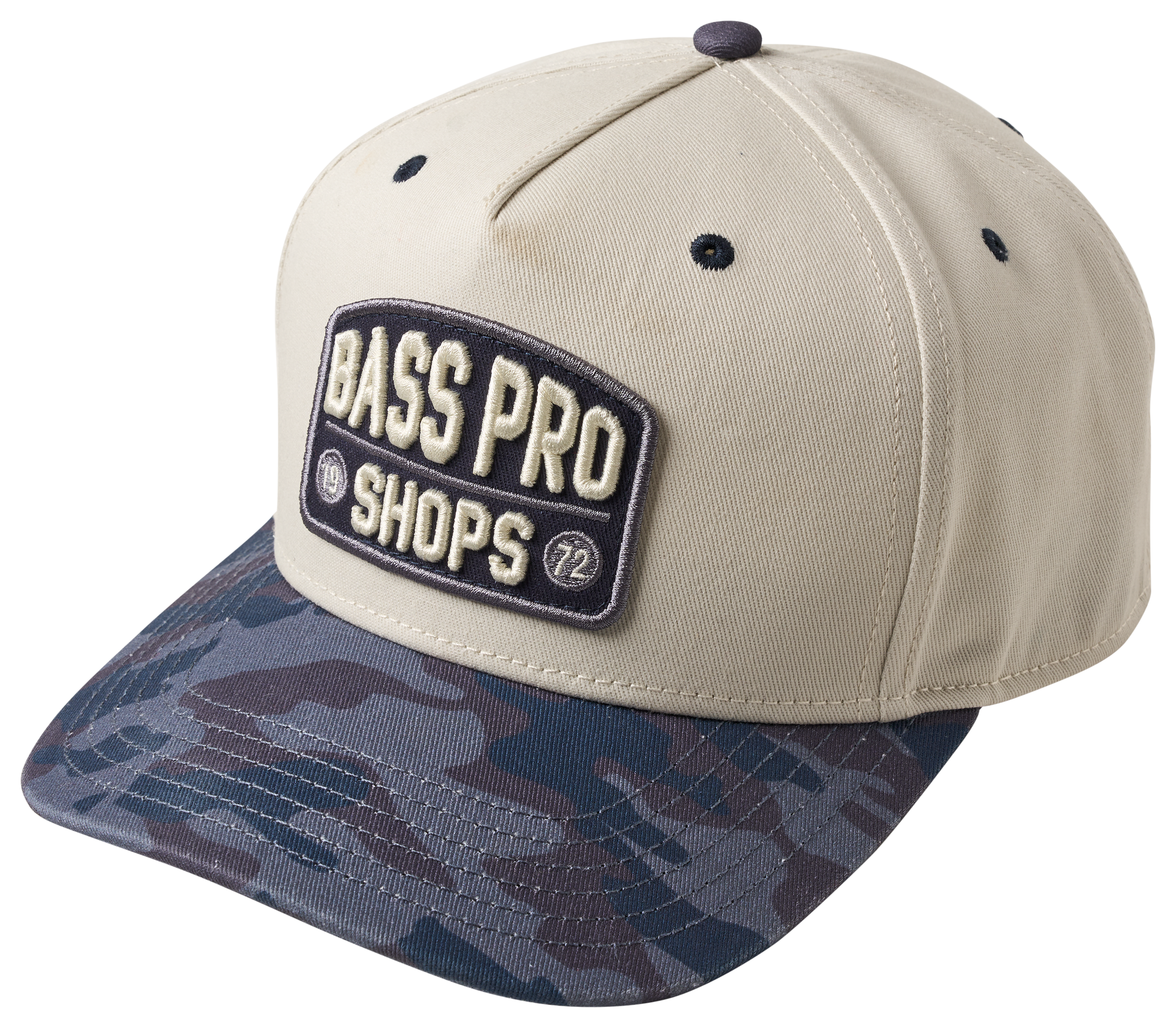 Image of Bass Pro Shops Heritage Snapback Cap - Stone/Navy Camo