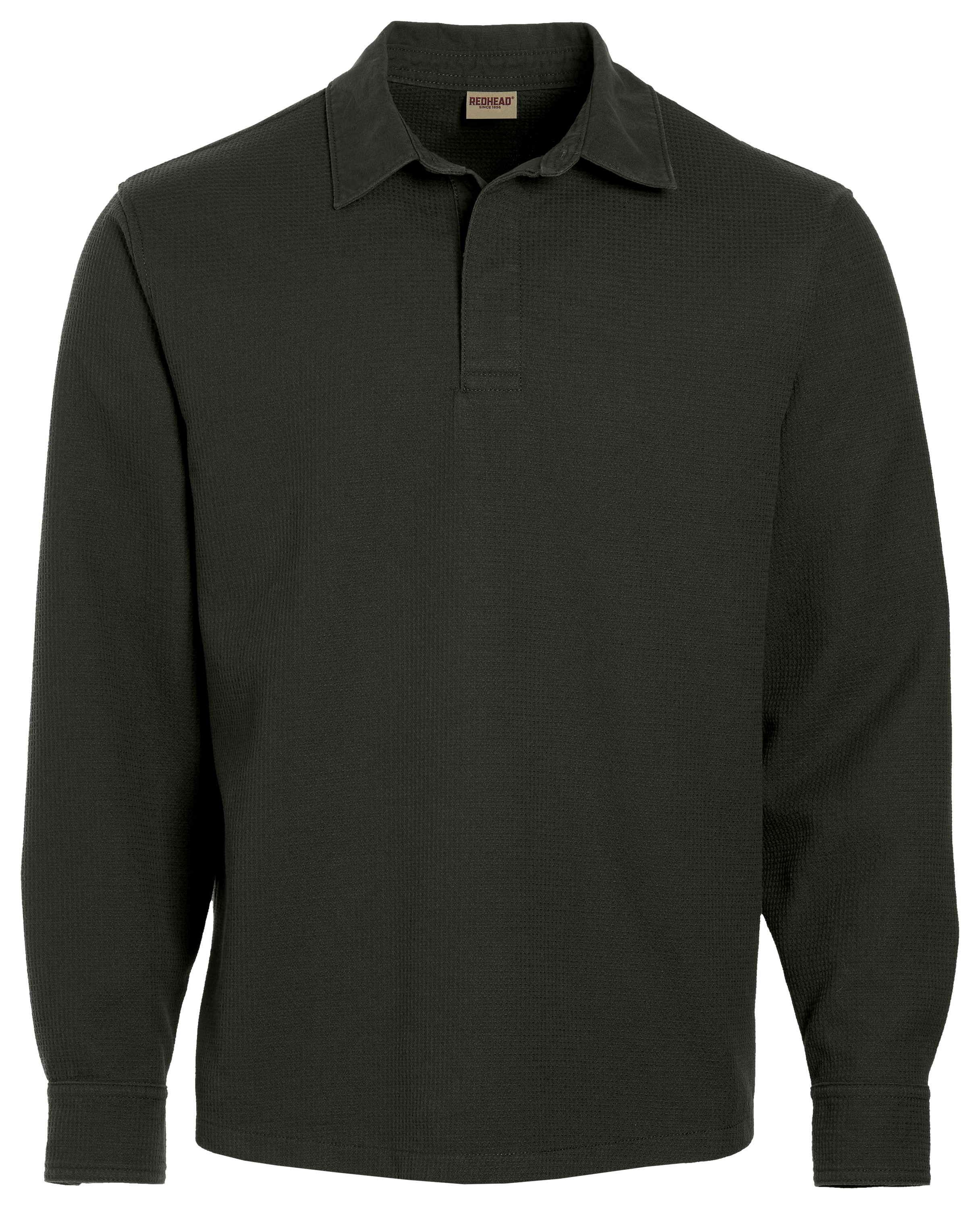 Image of RedHead Rushmore Waffle Long-Sleeve Polo Shirt - Raven