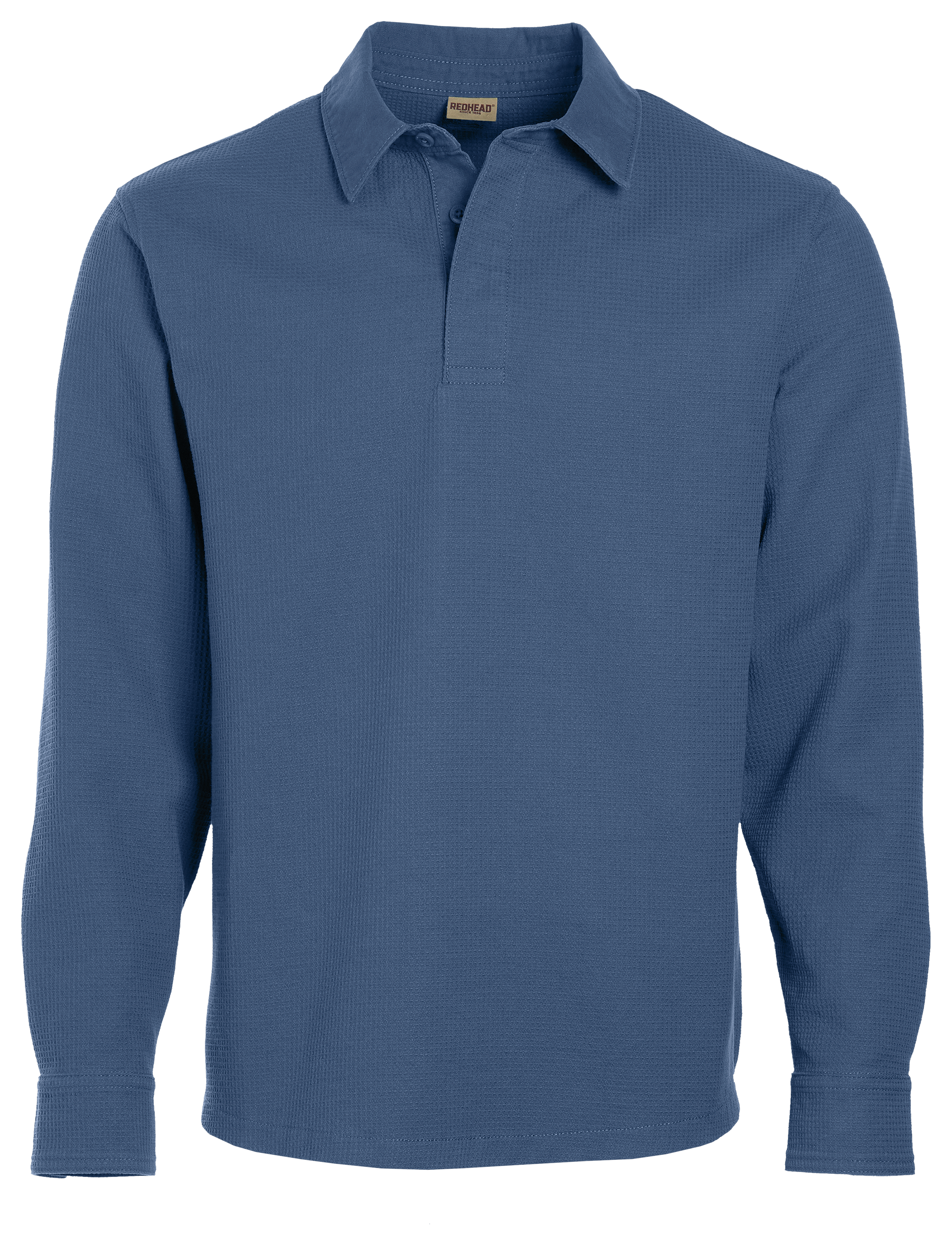Image of RedHead Rushmore Waffle Long-Sleeve Polo Shirt - Vintage Indigo