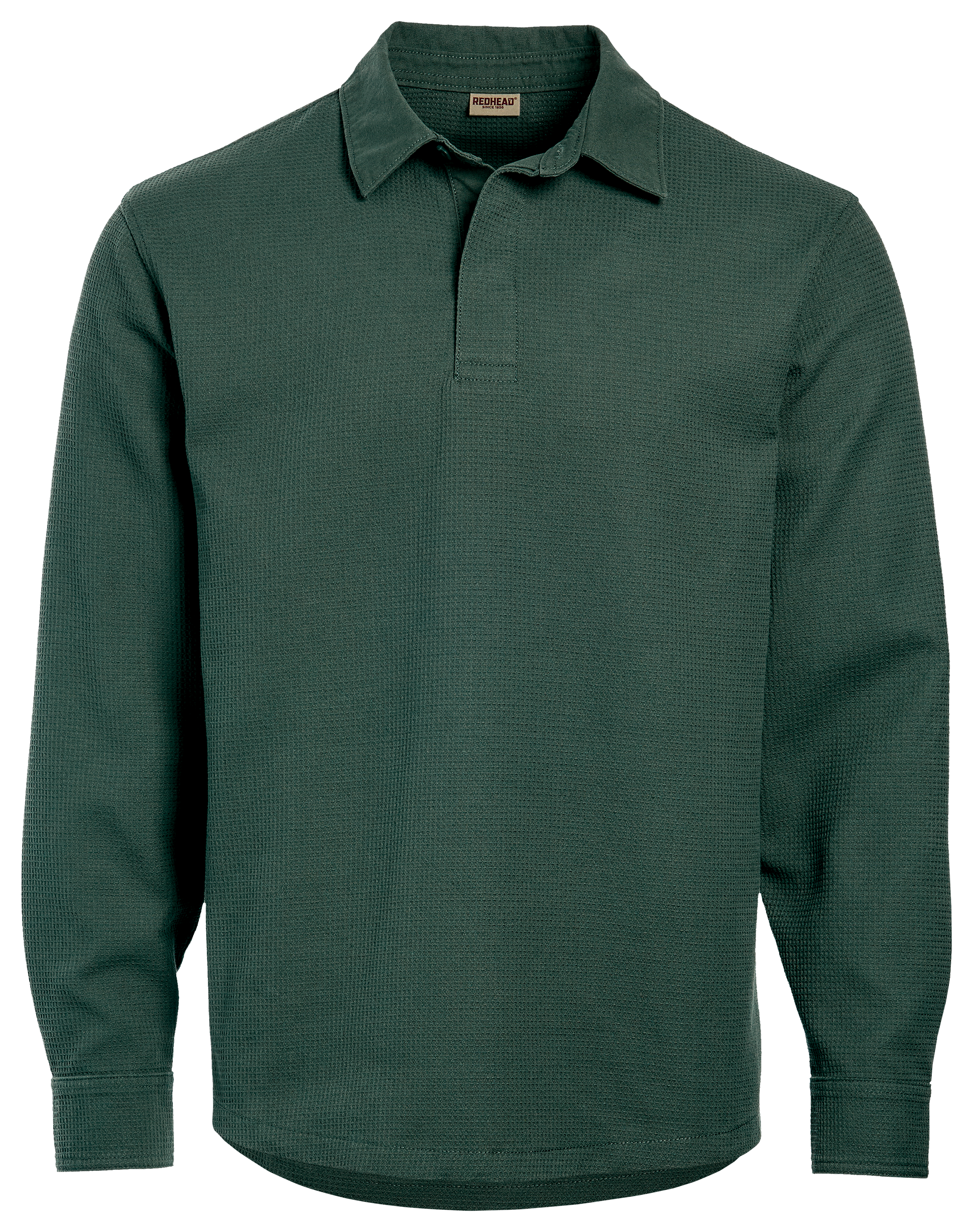Image of RedHead Rushmore Waffle Long-Sleeve Polo Shirt - Cilantro
