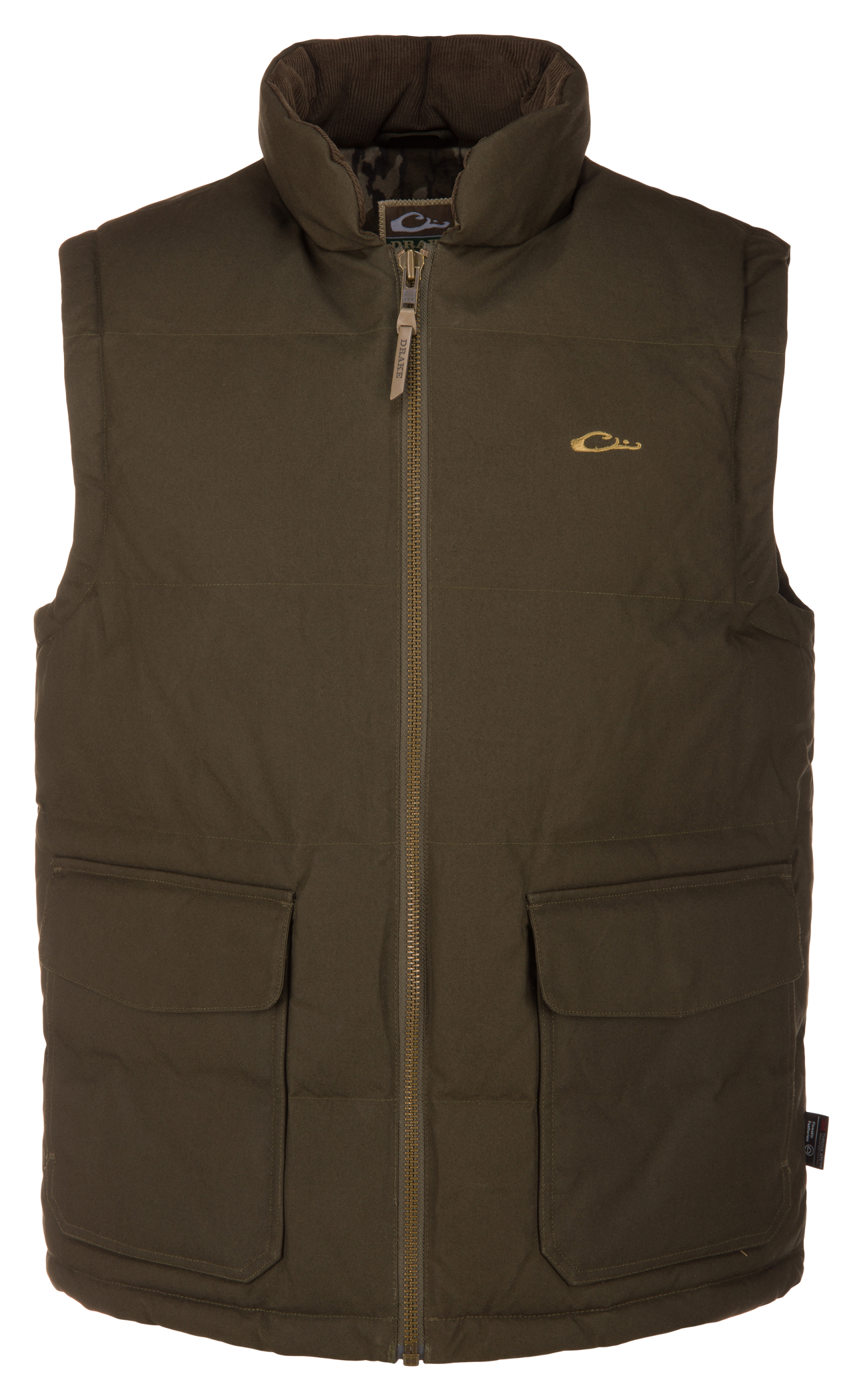 Drake Waterfowl Drake Waterfowl LST Featherless Down Dry Waxed Cotton Vest - Olive - $249.99 at Bass Pro Shops