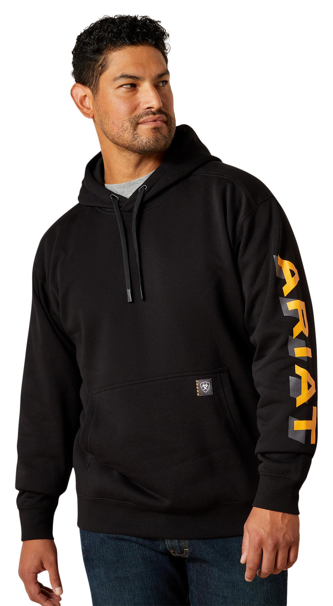 Image of Ariat Rebar Lightweight Logo Hoodie - Black/Rebar Orange