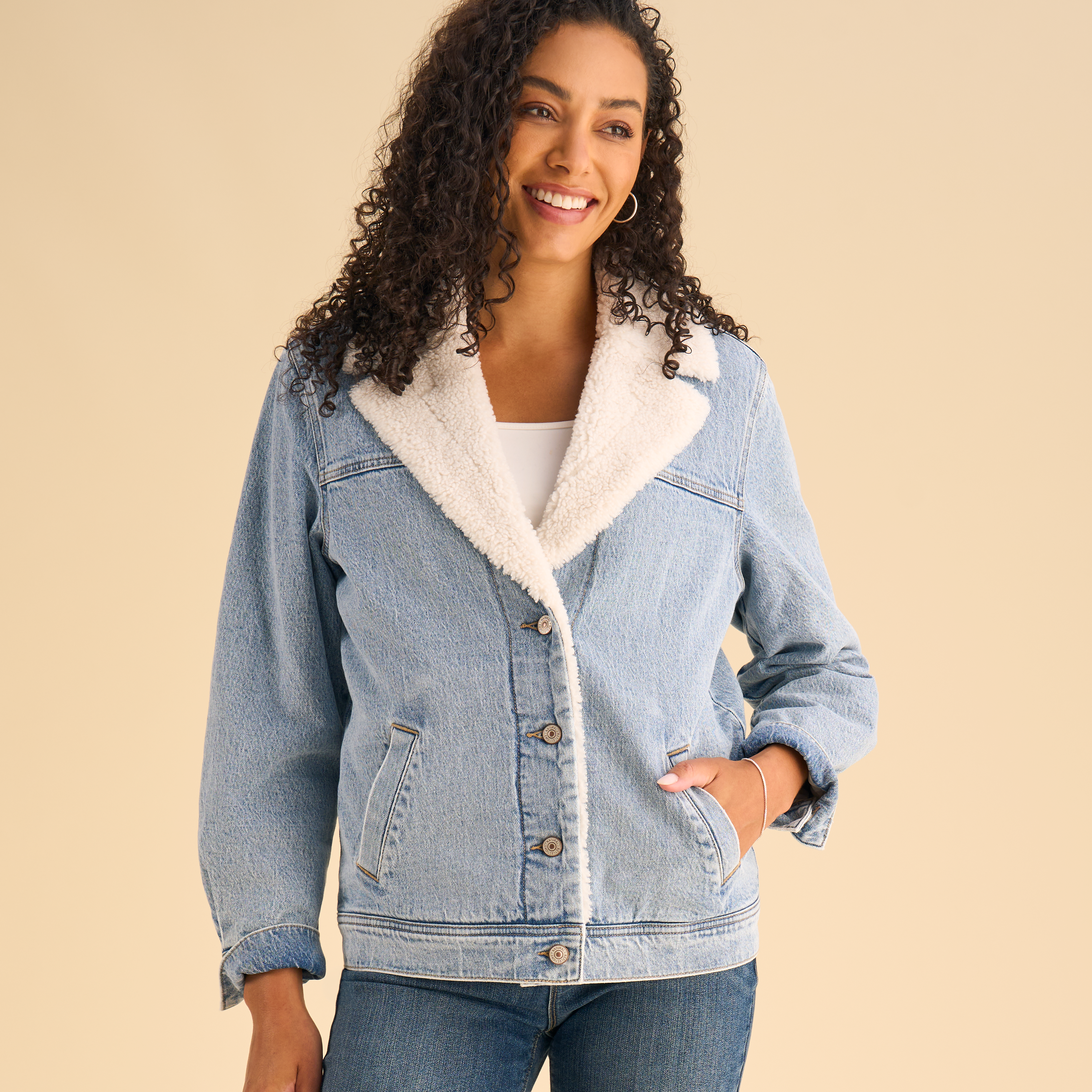 Natural Reflections Natural Reflections Sherpa Jean Jacket - Light Wash Denim - $59.99 at Bass Pro Shops