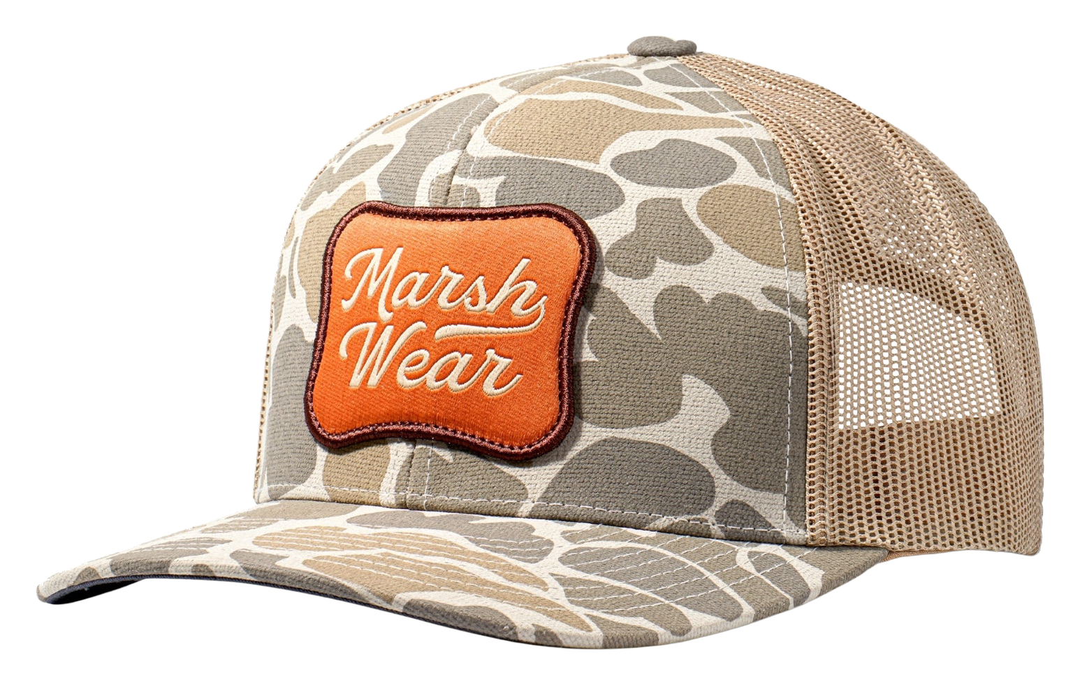 Image of Marsh Wear Roadside Mesh-Back Trucker Cap - Khaki Mallard Camo