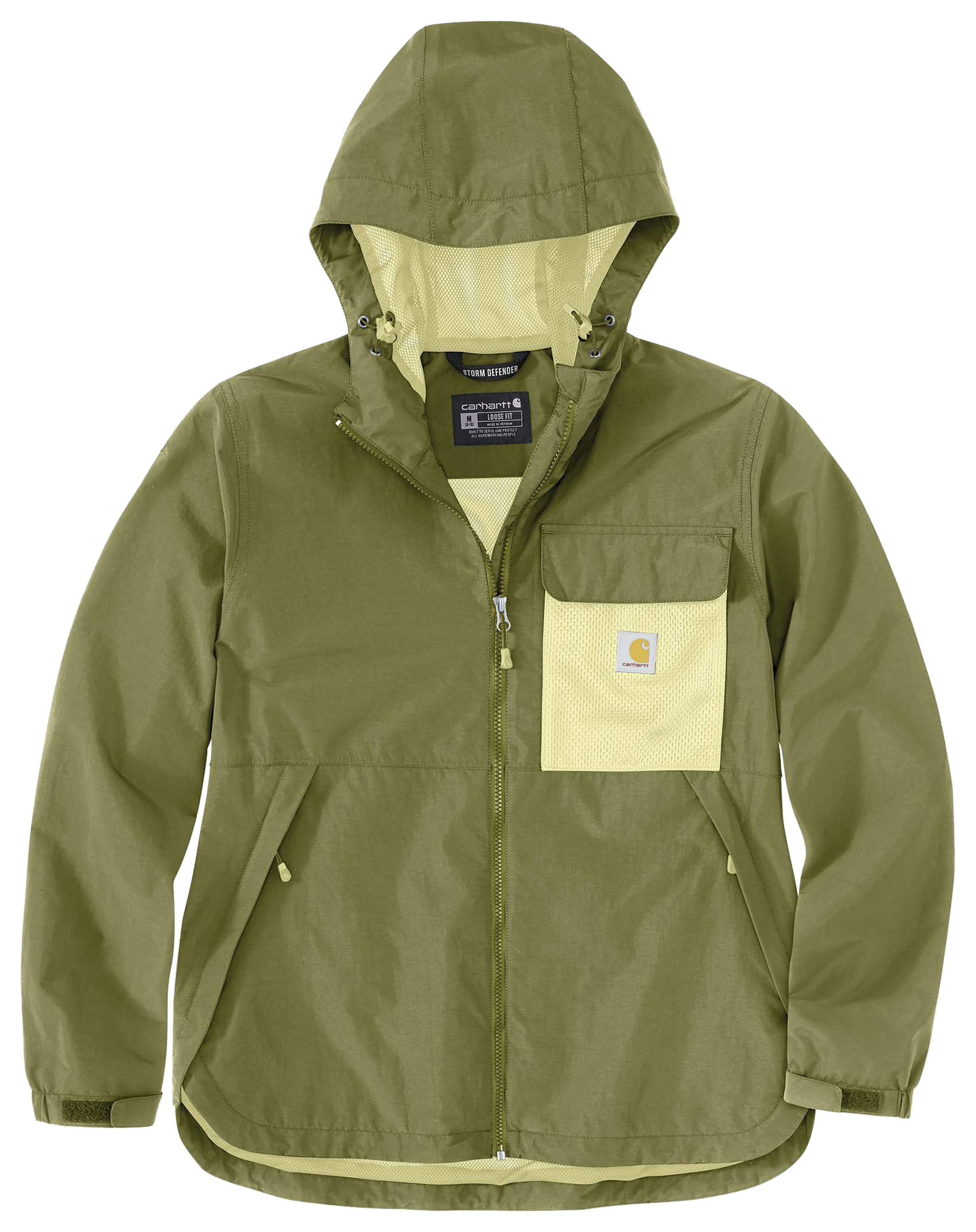 Image of Carhartt Storm Defender Loose-Fit Lightweight Hooded Packable Jacket - Dill