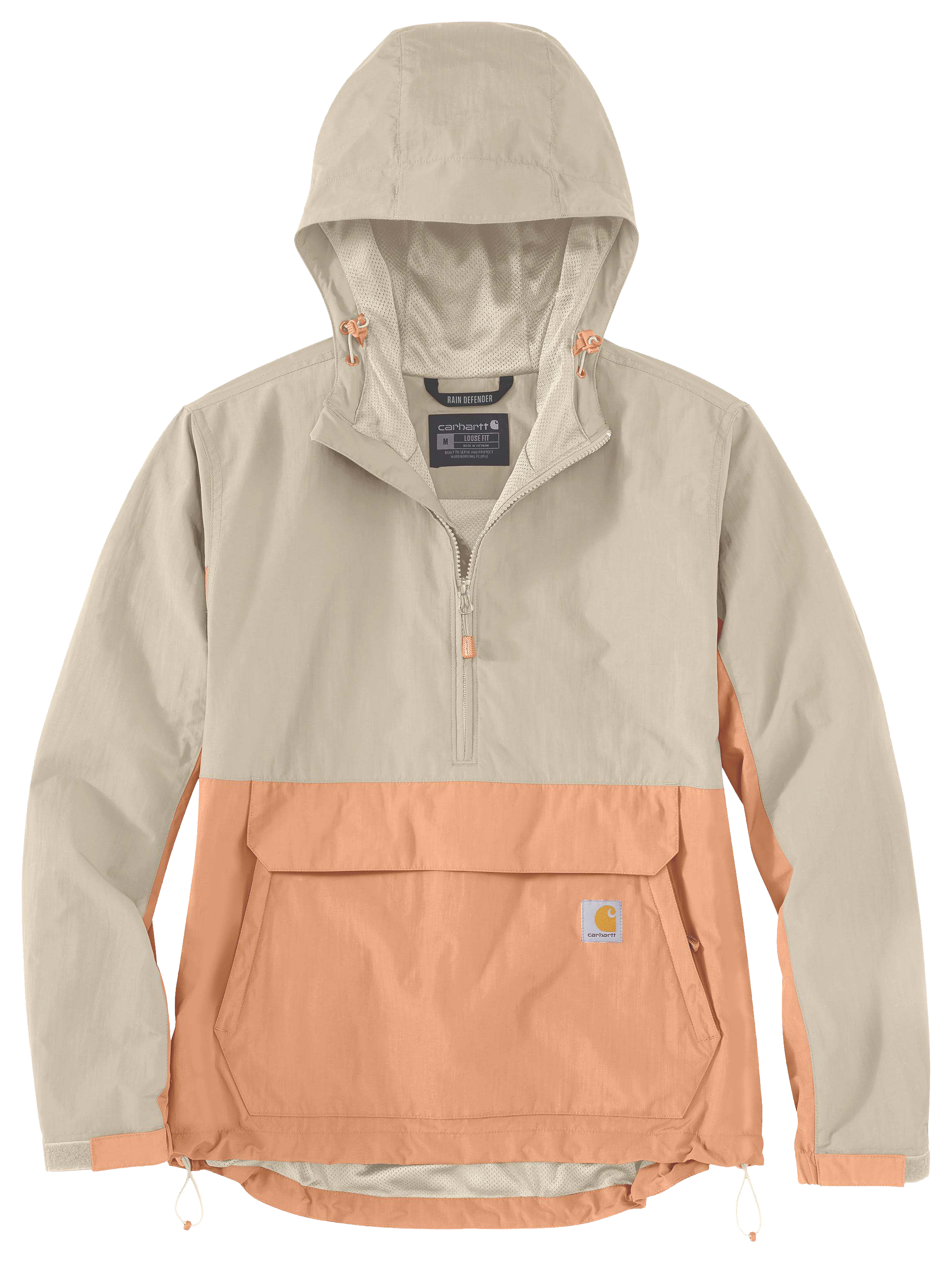 Image of Carhartt Rain Defender Loose-Fit Lightweight Packable Anorak - Coral Reef