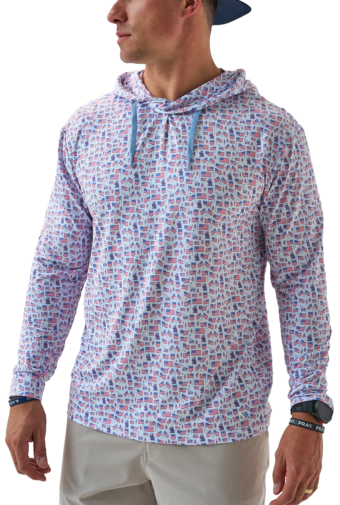 Image of BURLEBO Performance Hoodie - Old Glory/White