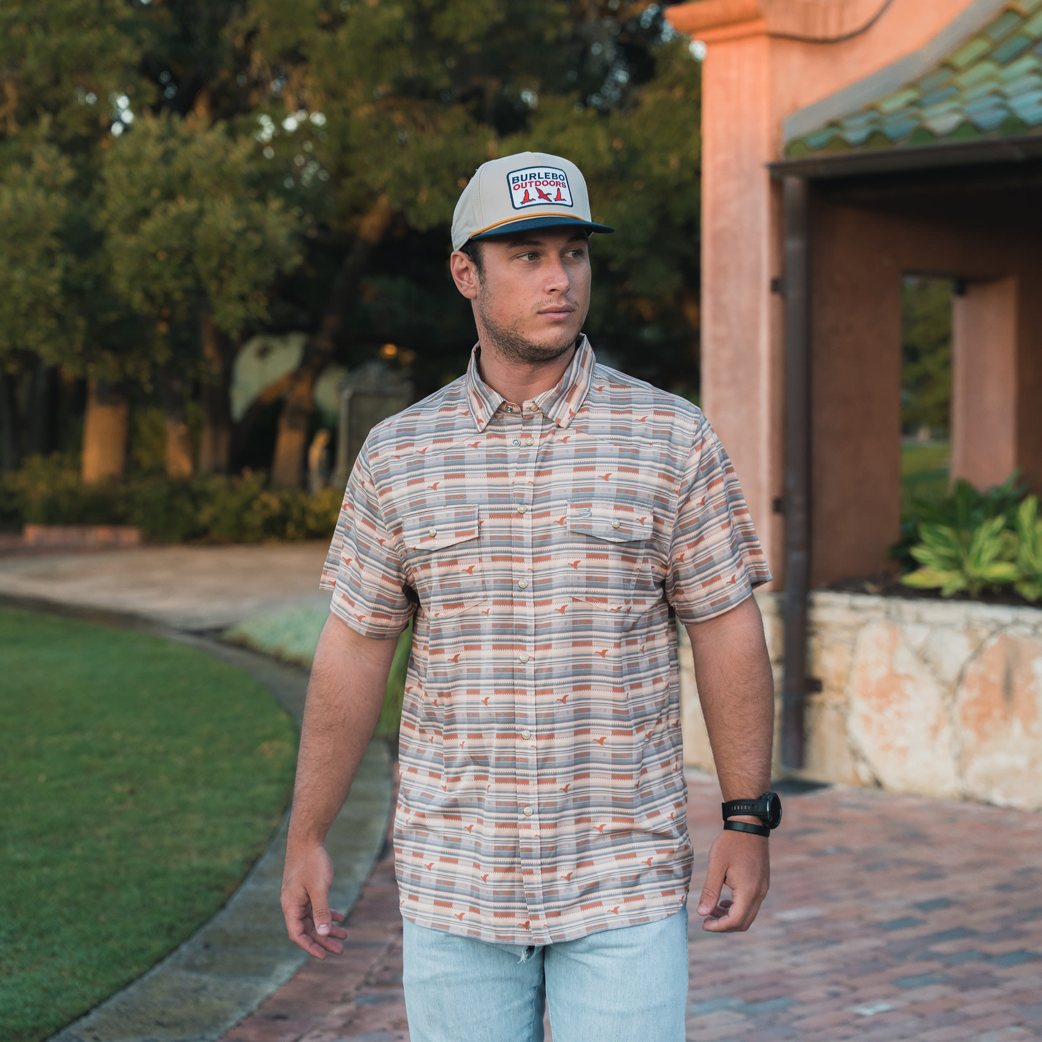 Image of BURLEBO Performance Short-Sleeve Polo - Digi Camo/Navy