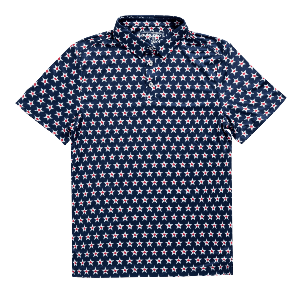 Image of BURLEBO Performance Short-Sleeve Polo - Texas Vintage/Navy