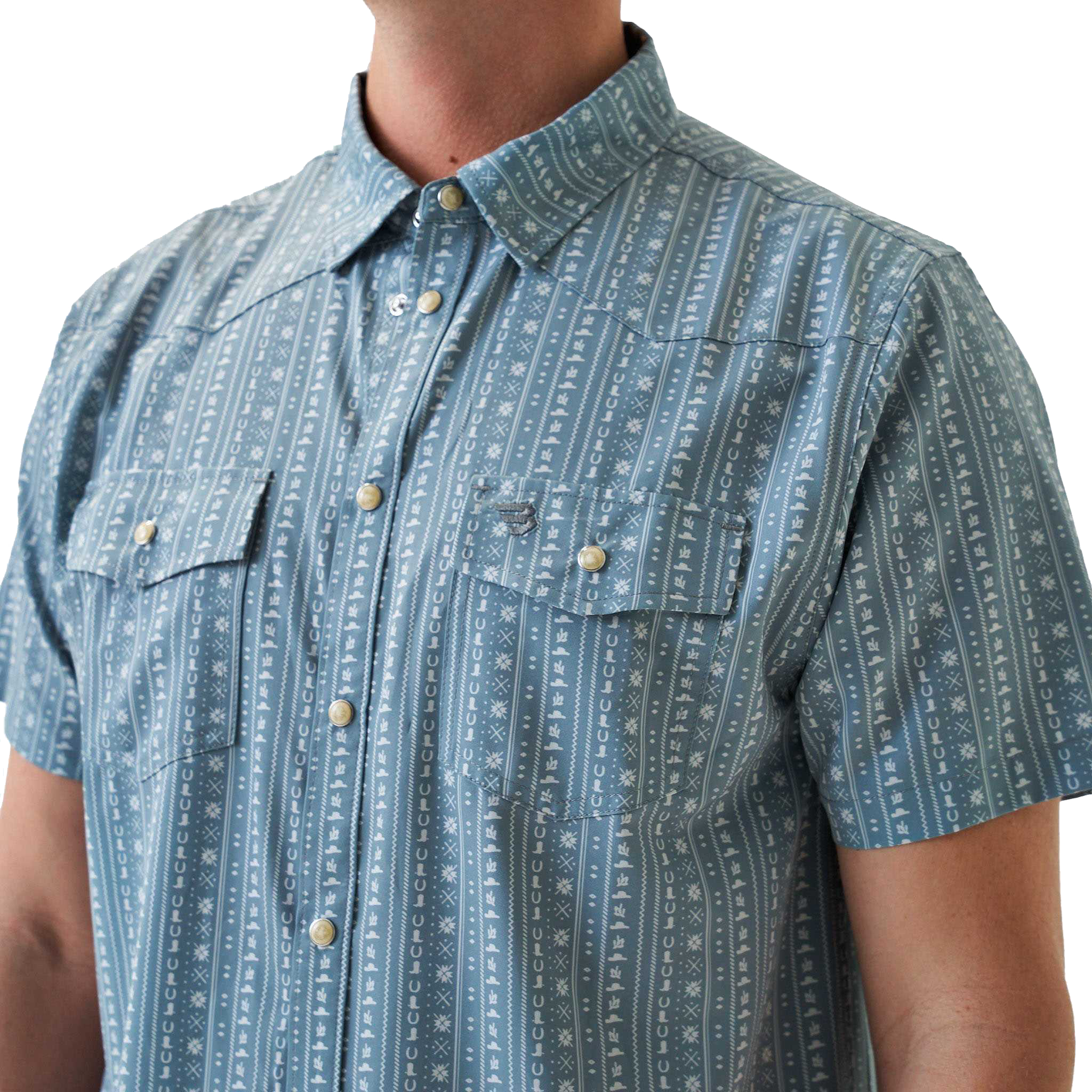 Image of BURLEBO Performance Western Short-Sleeve Button-Down Shirt - BURLEBO Ranch/Sage - 2XL