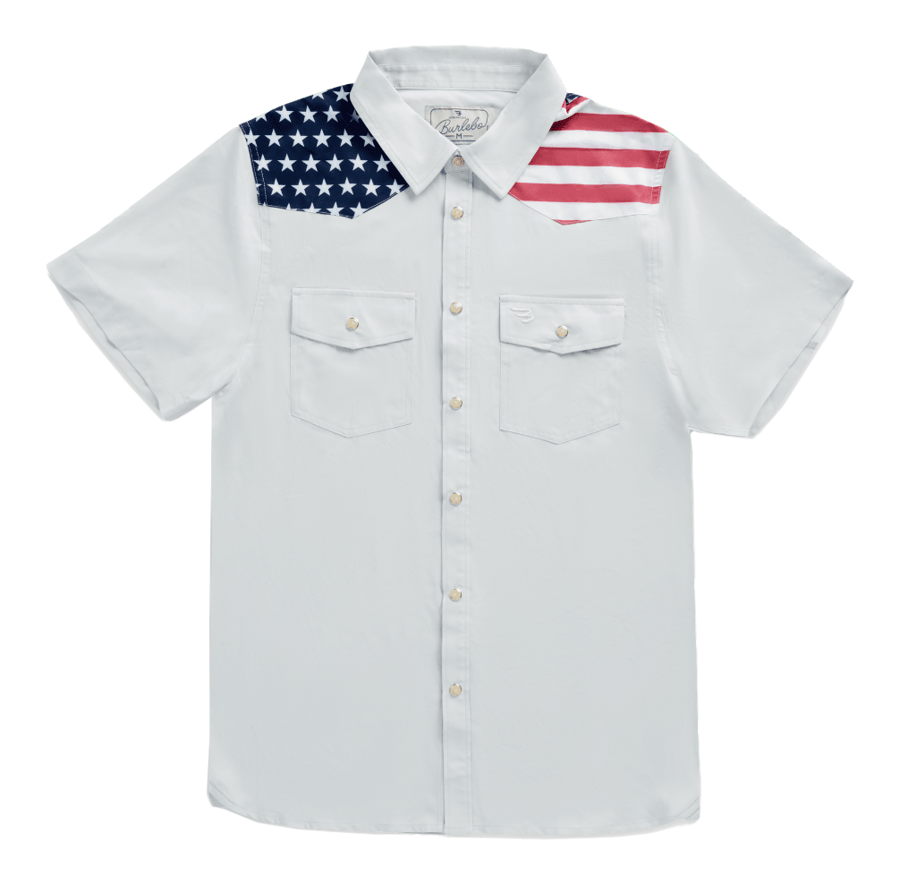 Image of BURLEBO Performance Western Short-Sleeve Button-Down Shirt - All American