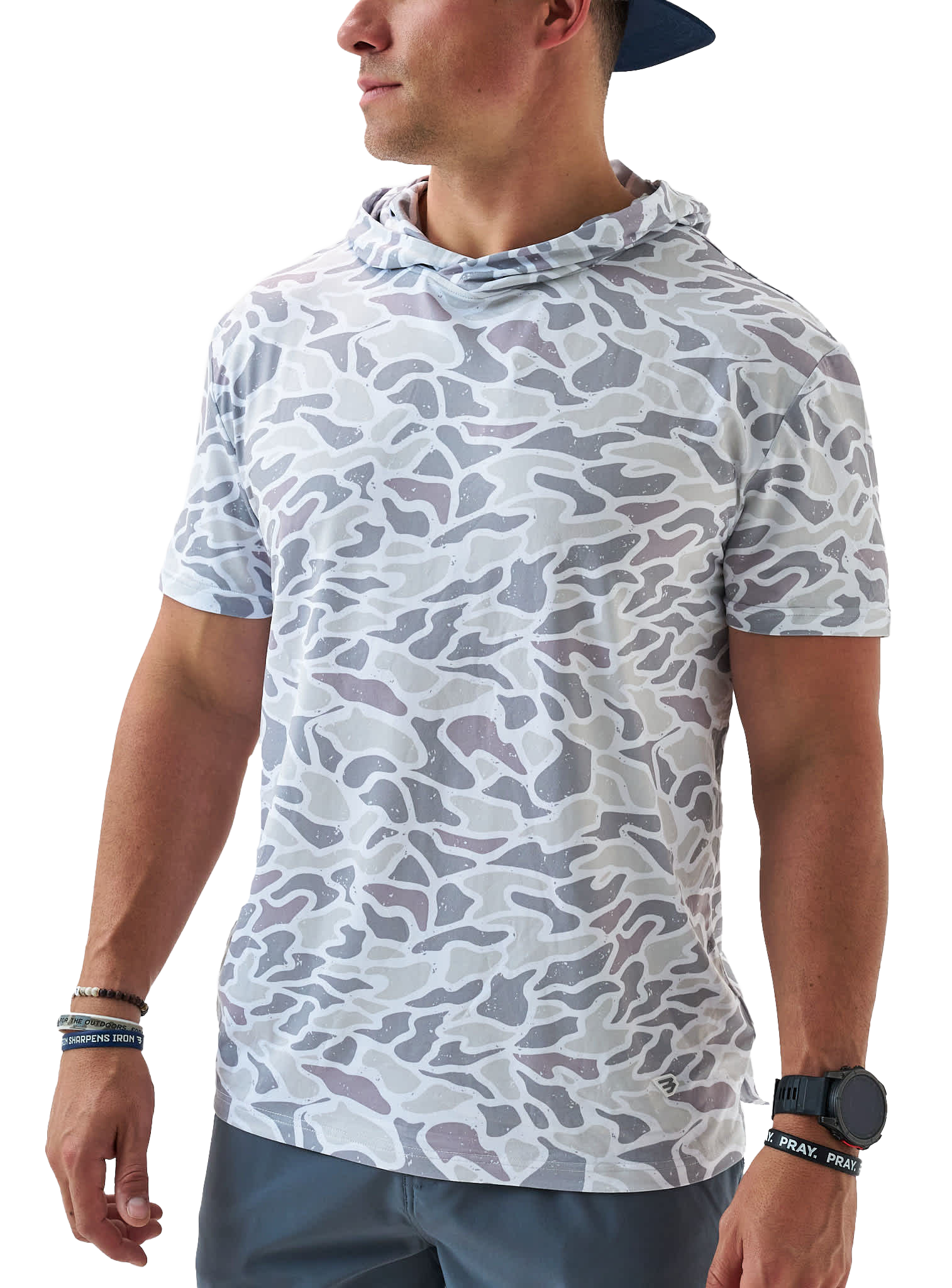 Image of BURLEBO Performance Short-Sleeve Hoodie - White Camo