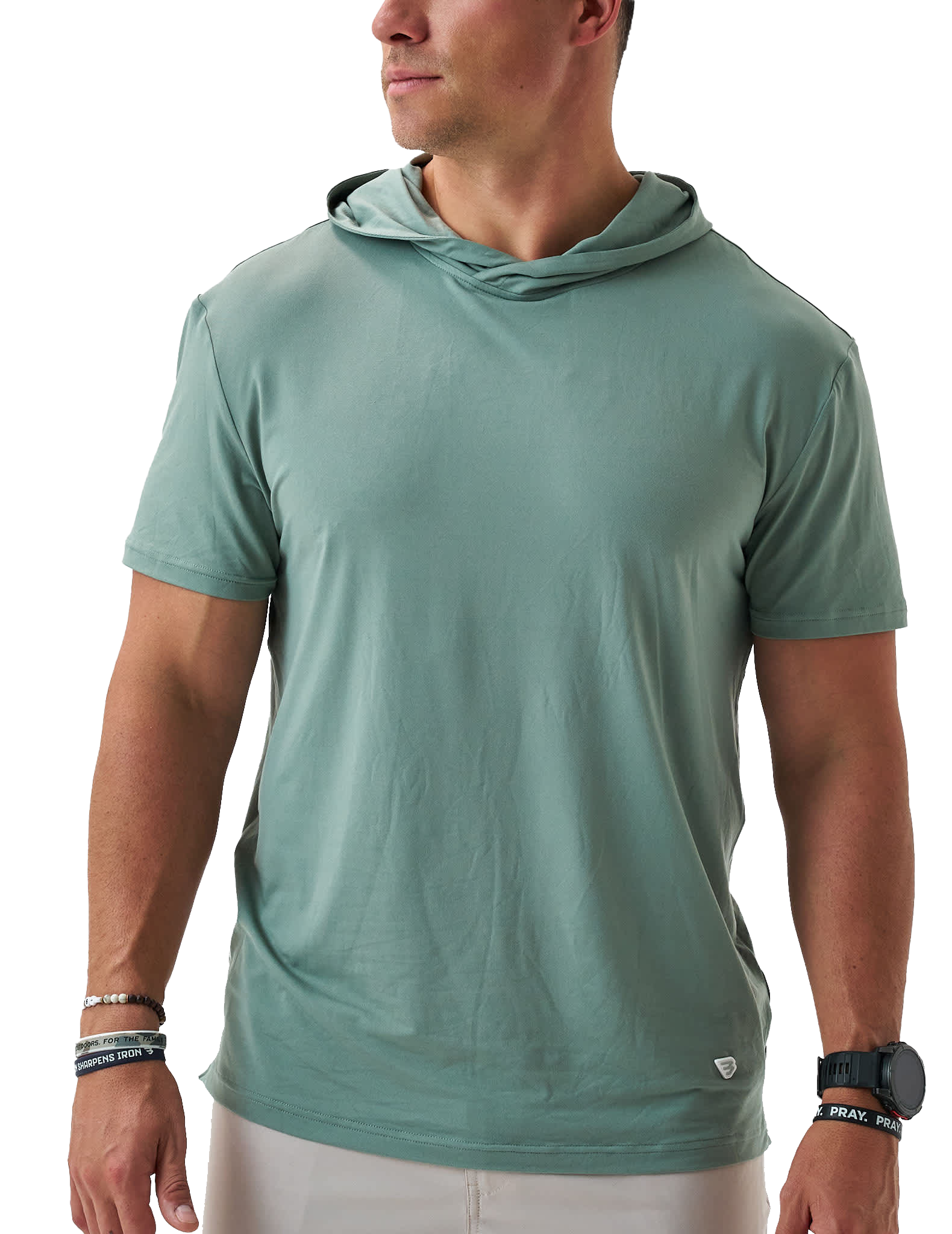 Image of BURLEBO Performance Short-Sleeve Hoodie - Sage