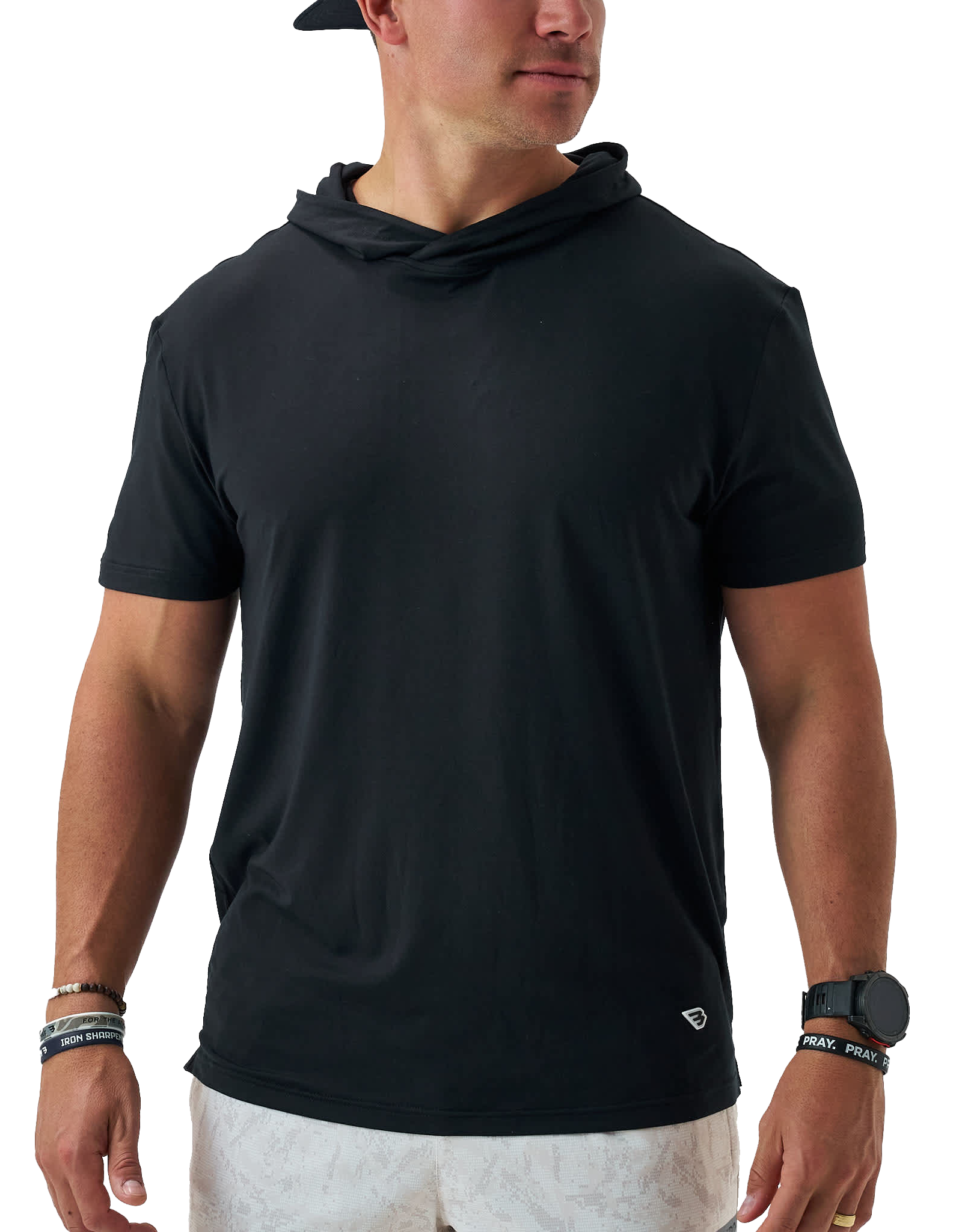 Image of BURLEBO Performance Short-Sleeve Hoodie - Black