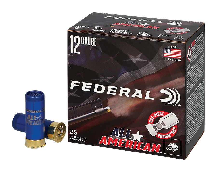 Federal All-American 12-Ga. 2-3/4″ 1 Oz. 1,200 FPS Competition Trap Shotshells - #7.5 - 250 Rounds - Federal Premium