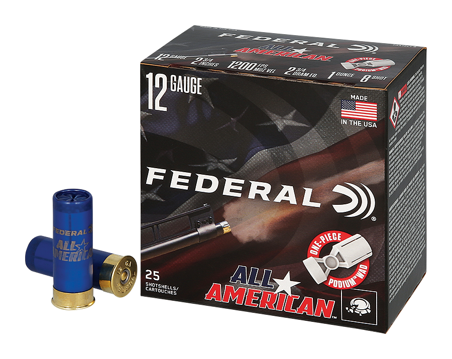Federal All-American 12-Ga. 2-3/4″ 1 Oz. 1,200 FPS Competition Trap Shotshells - #8 - 250 Rounds - Federal Premium