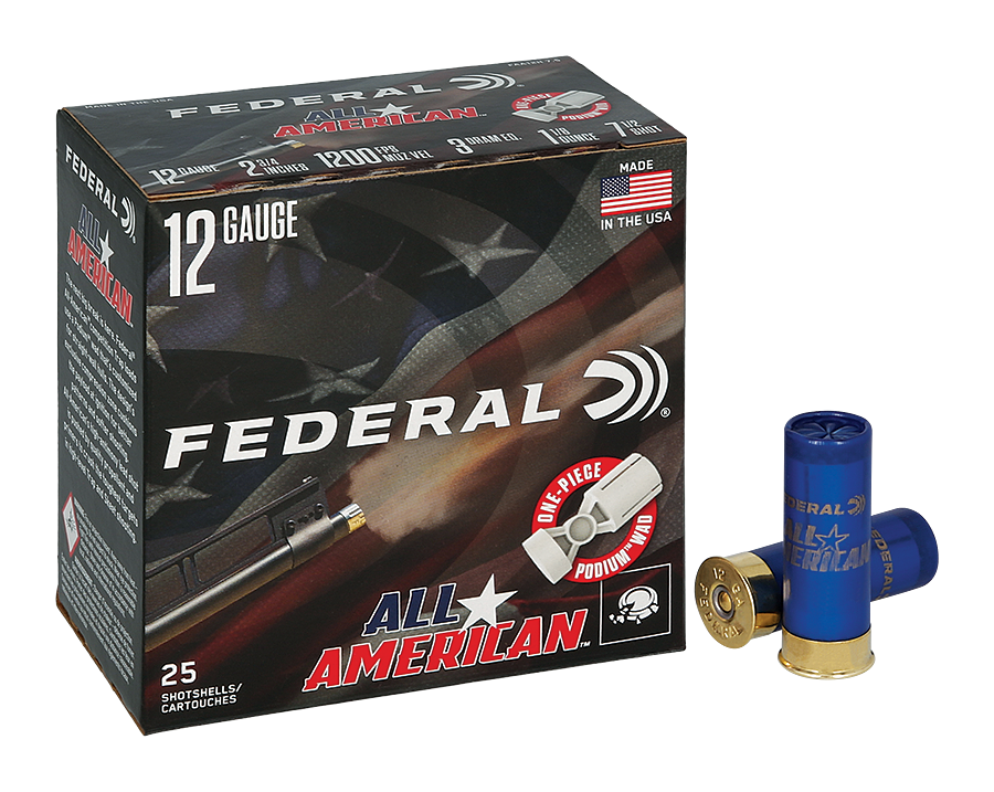 Federal All-American 12-Ga. 2-3/4″ 1-1/8 Oz. 1,200 FPS Competition Trap Shotshells - #7.5 - 250 Rounds - Federal Premium