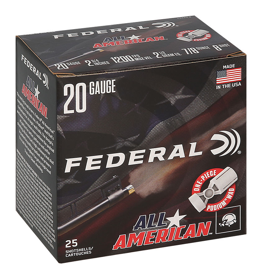 Federal All-American Competition Trap 20-Ga. 2.75″  7/8 oz. Shotshells - #8 - 250 Rounds - Federal Premium