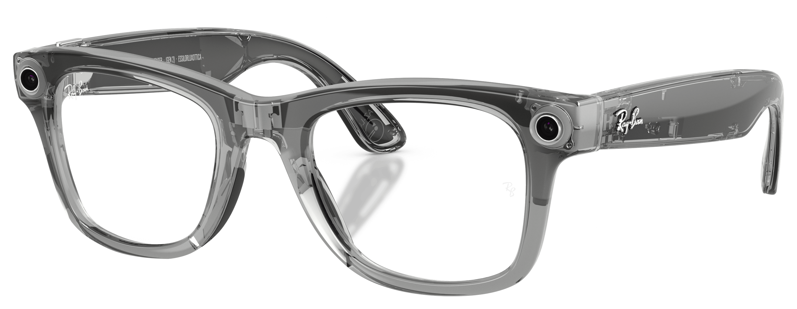 Image of Ray-Ban Meta Wayfarer Gen 2 RW4012 Transitions Sunglasses - Shiny Transparent Gray/Clear/Sapphire Photochromic