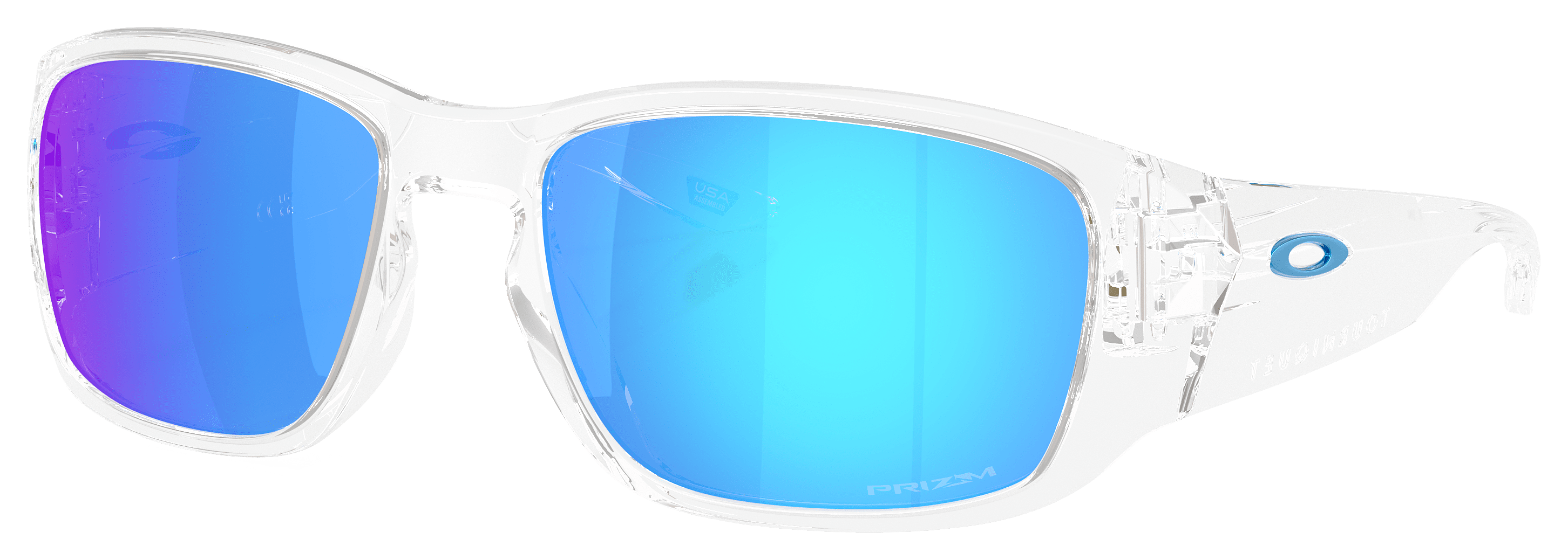 Image of Oakley Tourniquet OO9521 Prizm Grey Mirror Sunglasses - Polished Clear/Prizm Sapphire Mirror - Medium